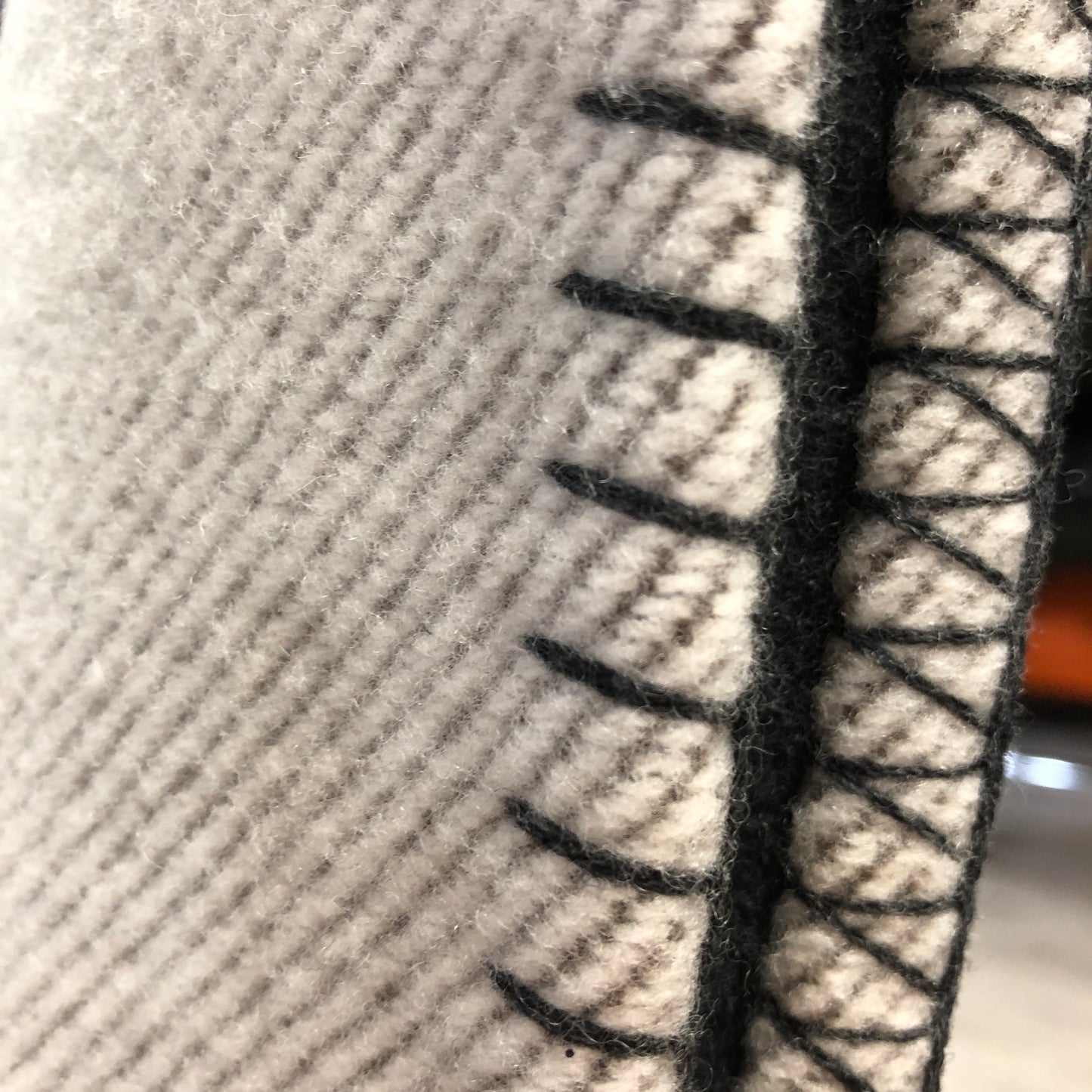 Hermes Avalon H Wool Cashmere Blanket  Cream/Dark Grey
