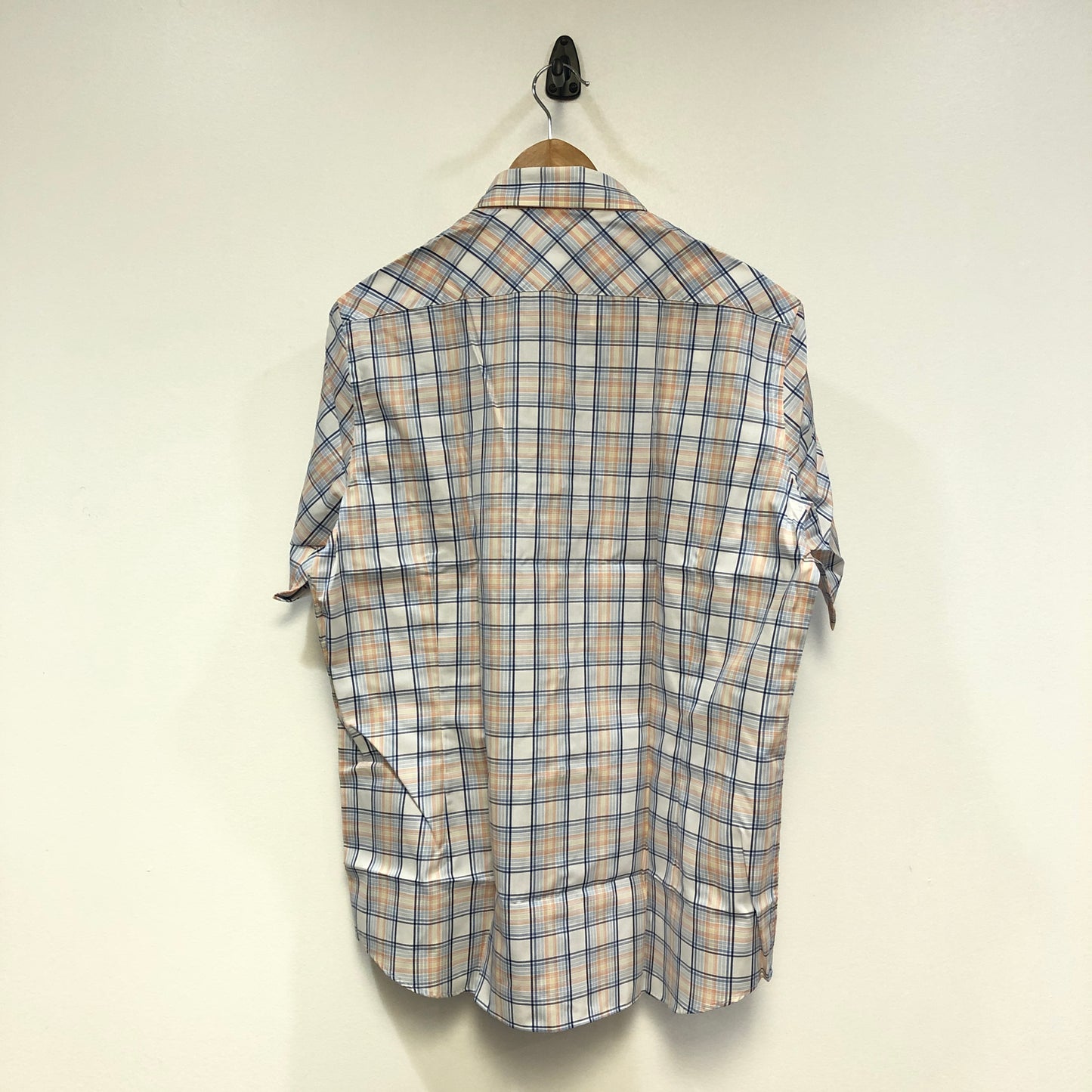 Balenciaga Blue Yellow White Plaid Short Sleeve Button Shirt US Size 6