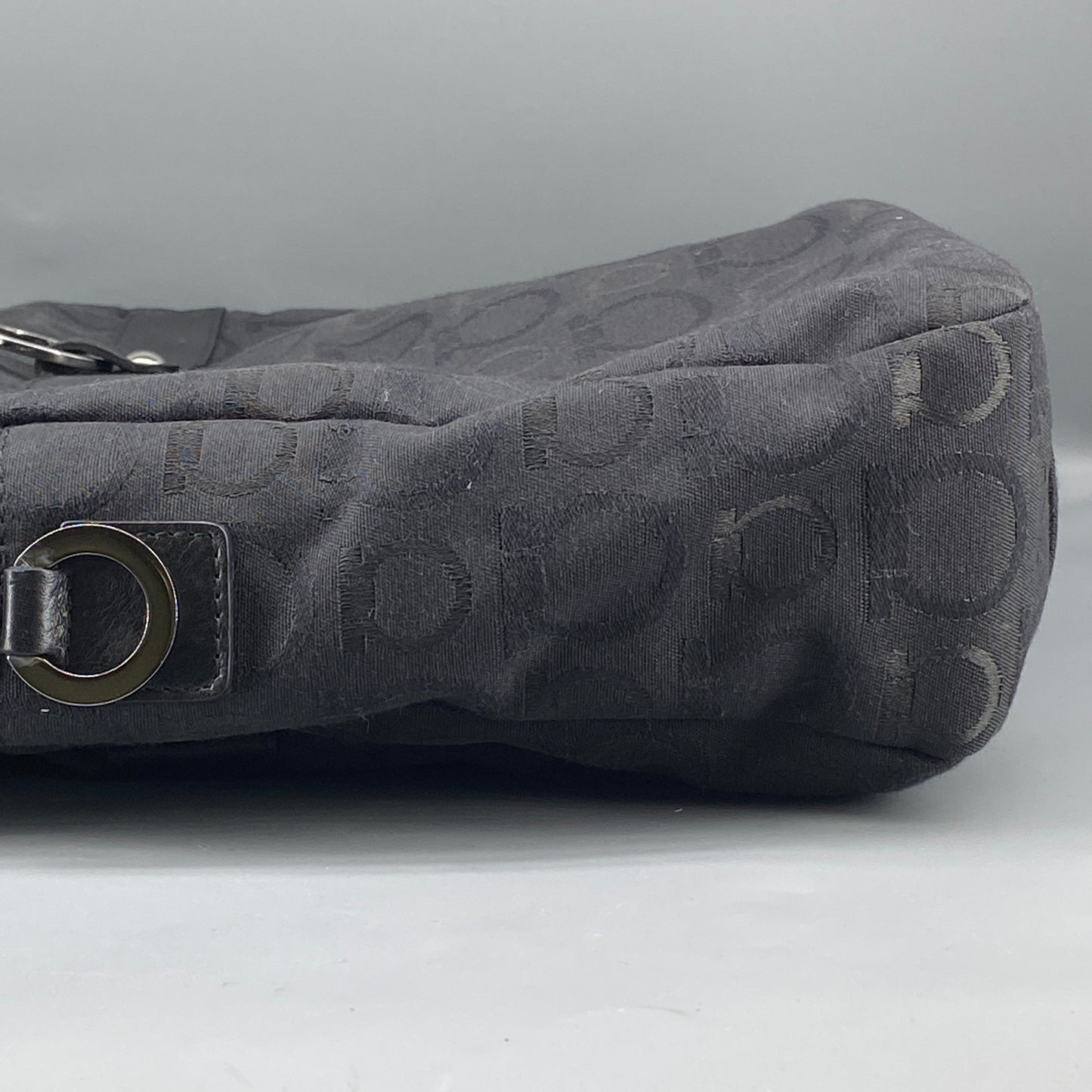 Ferragamo Black Gancini Jacquard Briefcase Business Handbag