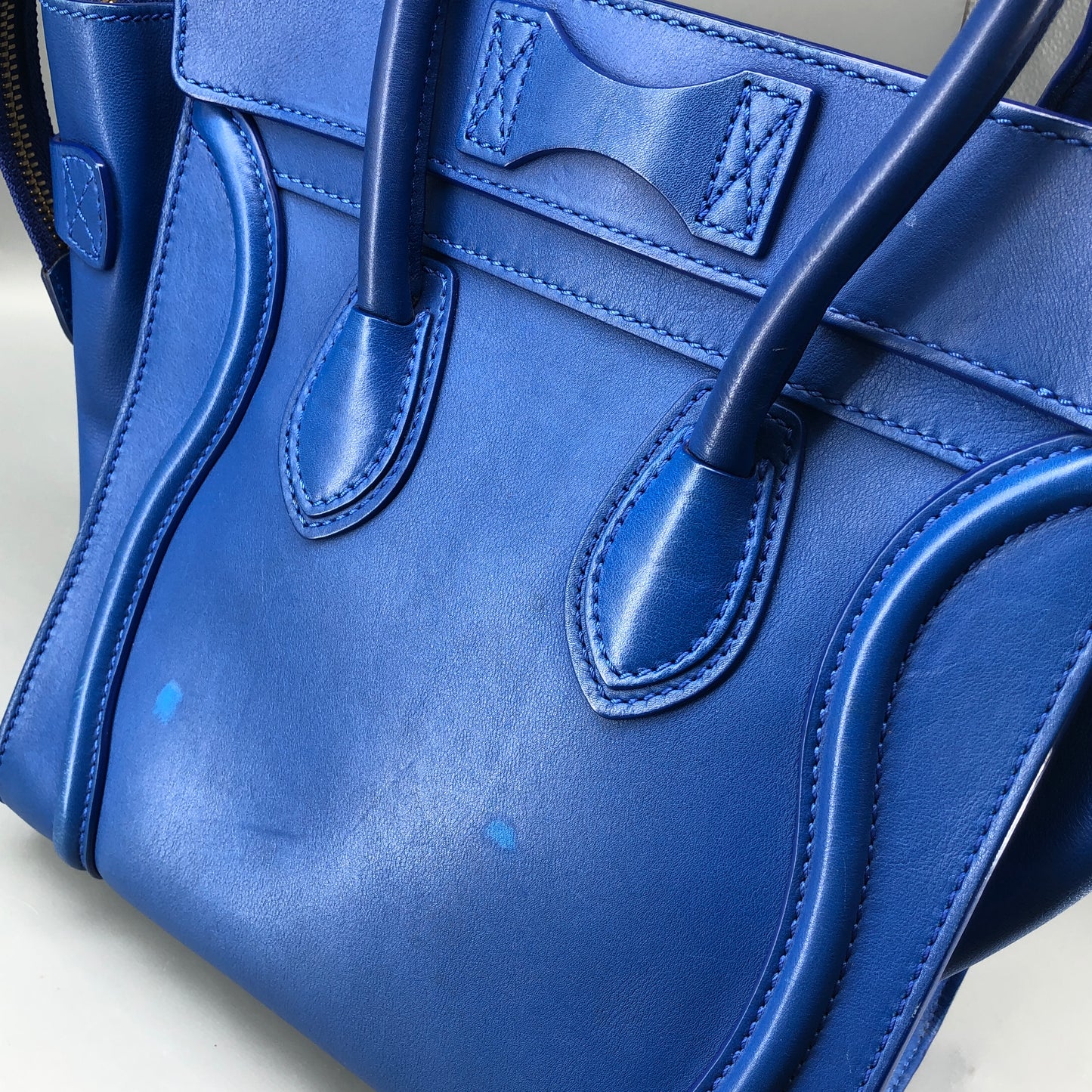Celine Royal Blue Smooth Leather Luggage Handbag