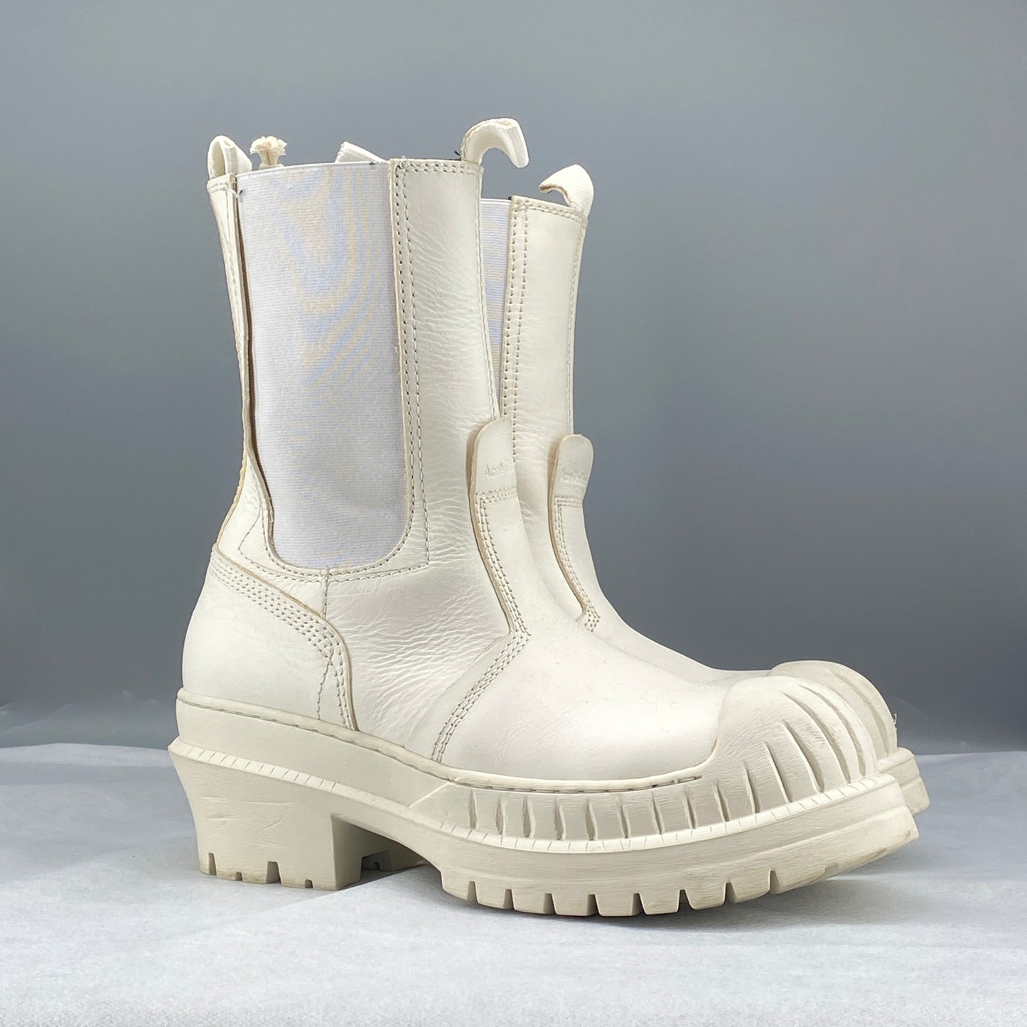 Acne Studios Women’s White Leather Platform Ankle Boots Shoes