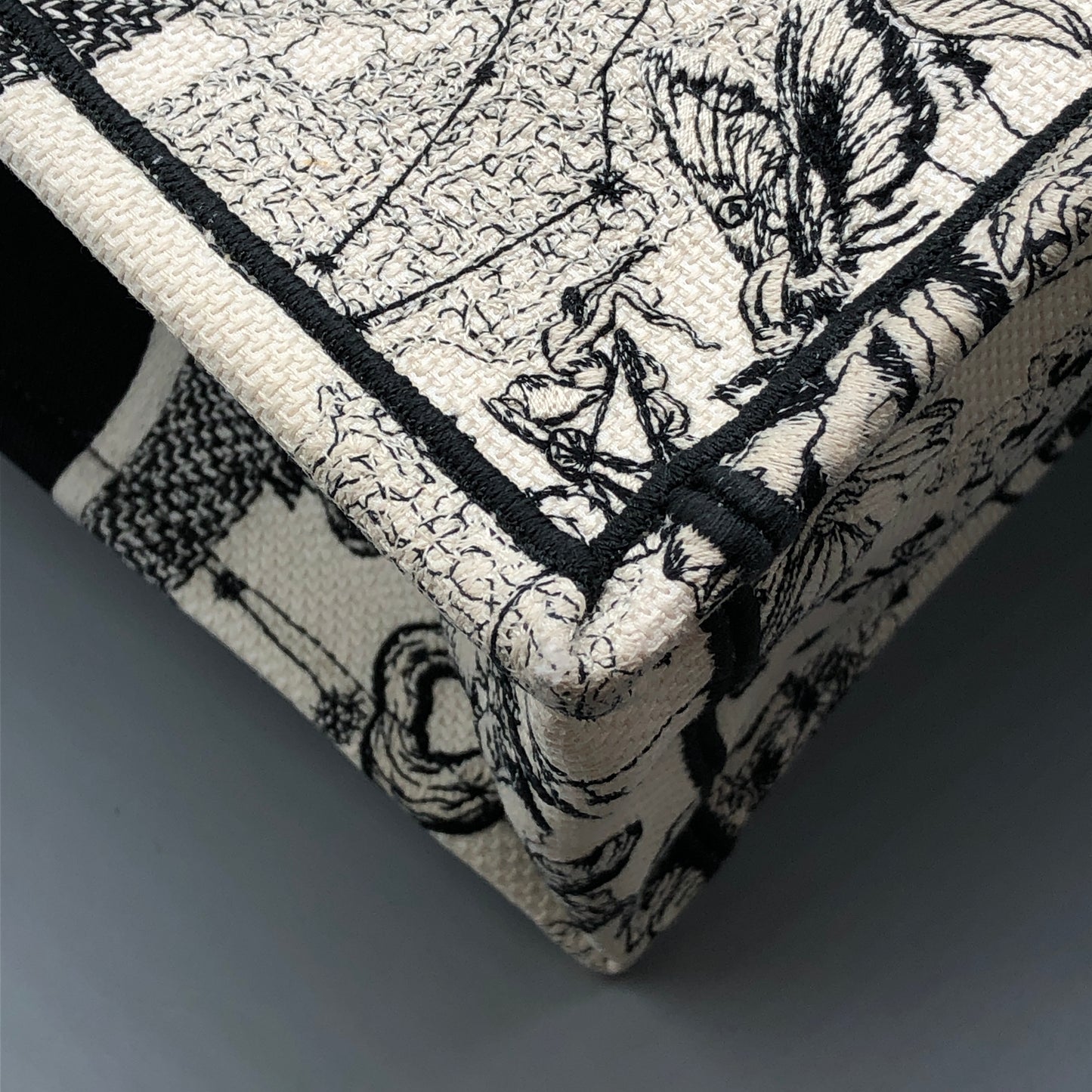 Christian Dior Book Tote Around The World Print Tote Bag White/Black