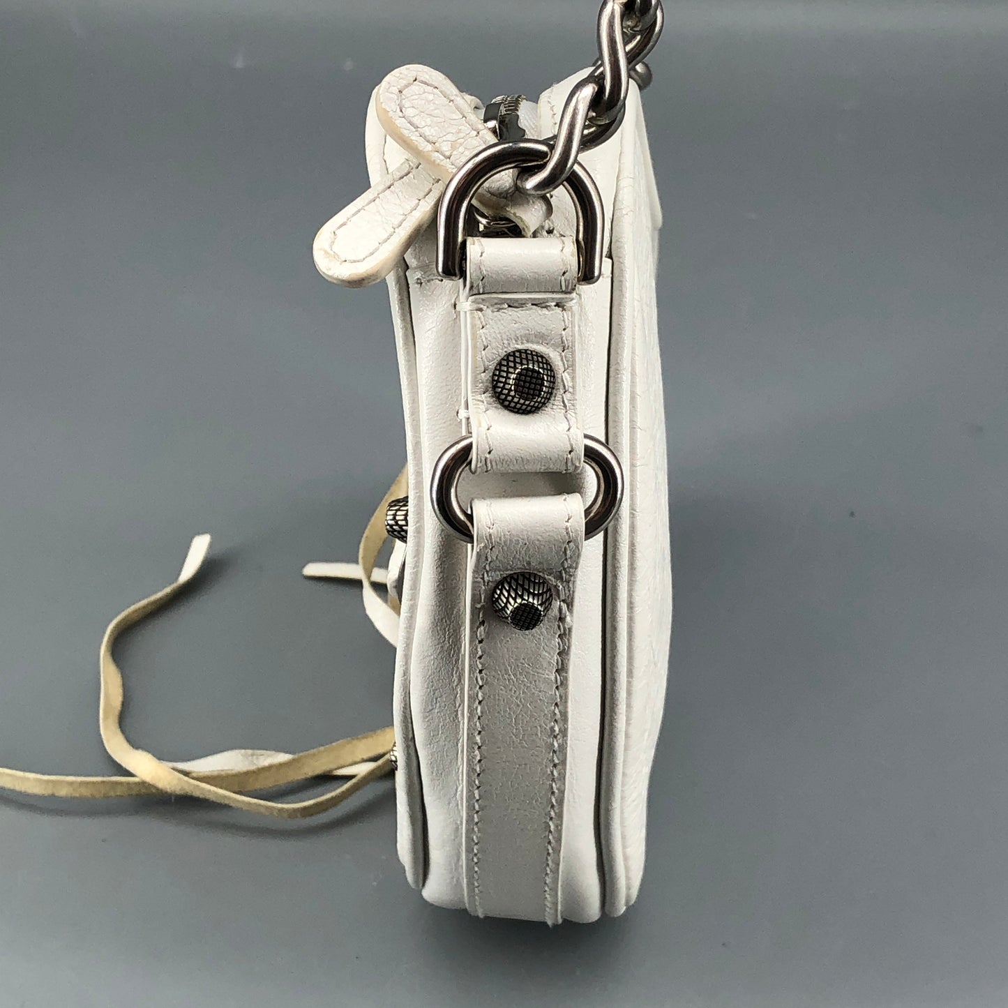 Balenciaga White Heart‑Shape Chain Crossbody Bag