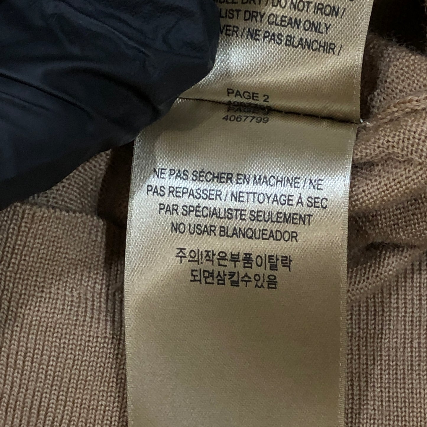 Burberry Camel Check Elbow Patch Crew Neck Wool Sweater M