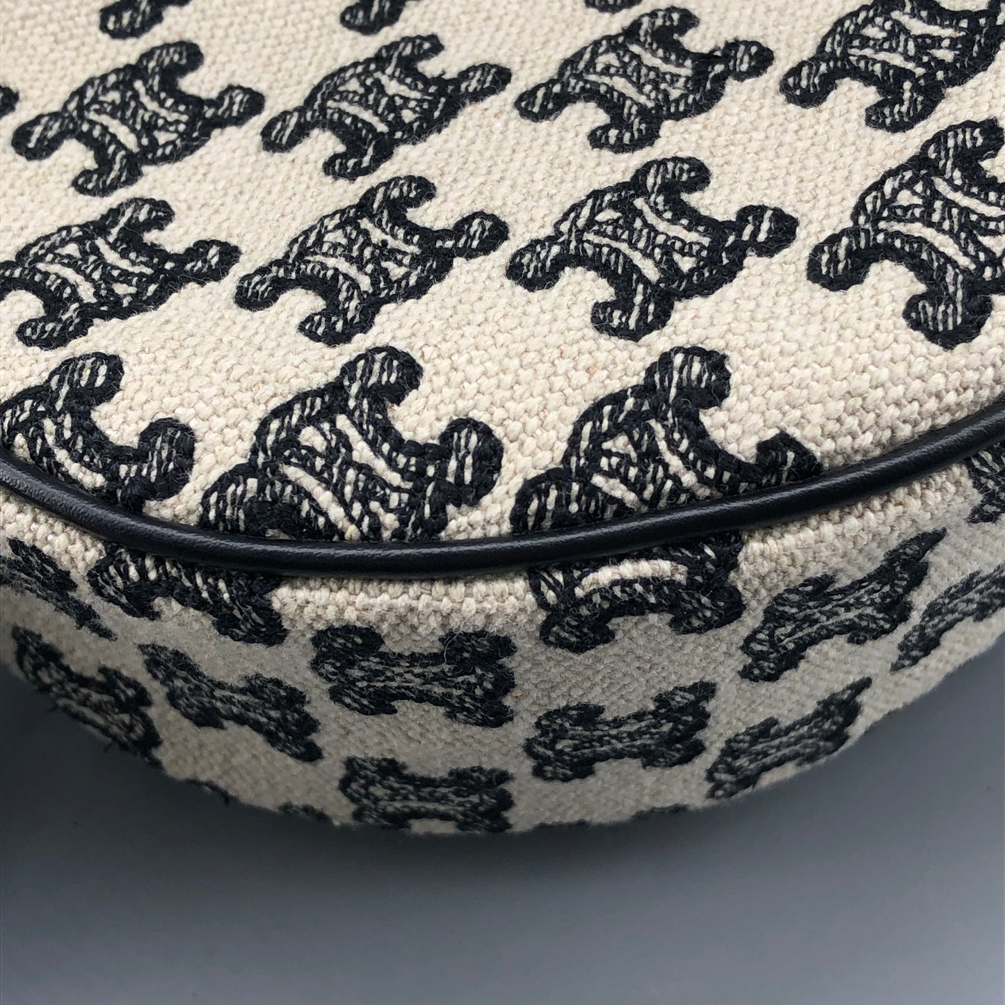 Celine Triomphe Jacquard AVA Hobo Underarm Shoulder Bag Black White