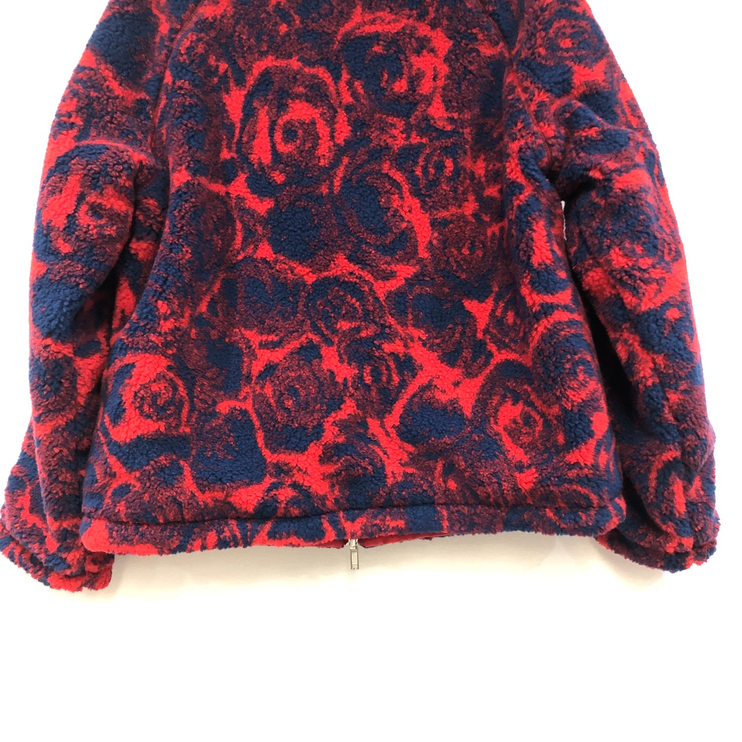 Burberry Navy & Hot Red Floral Fleece Full-Zip Stand Collar Jacket Size 2