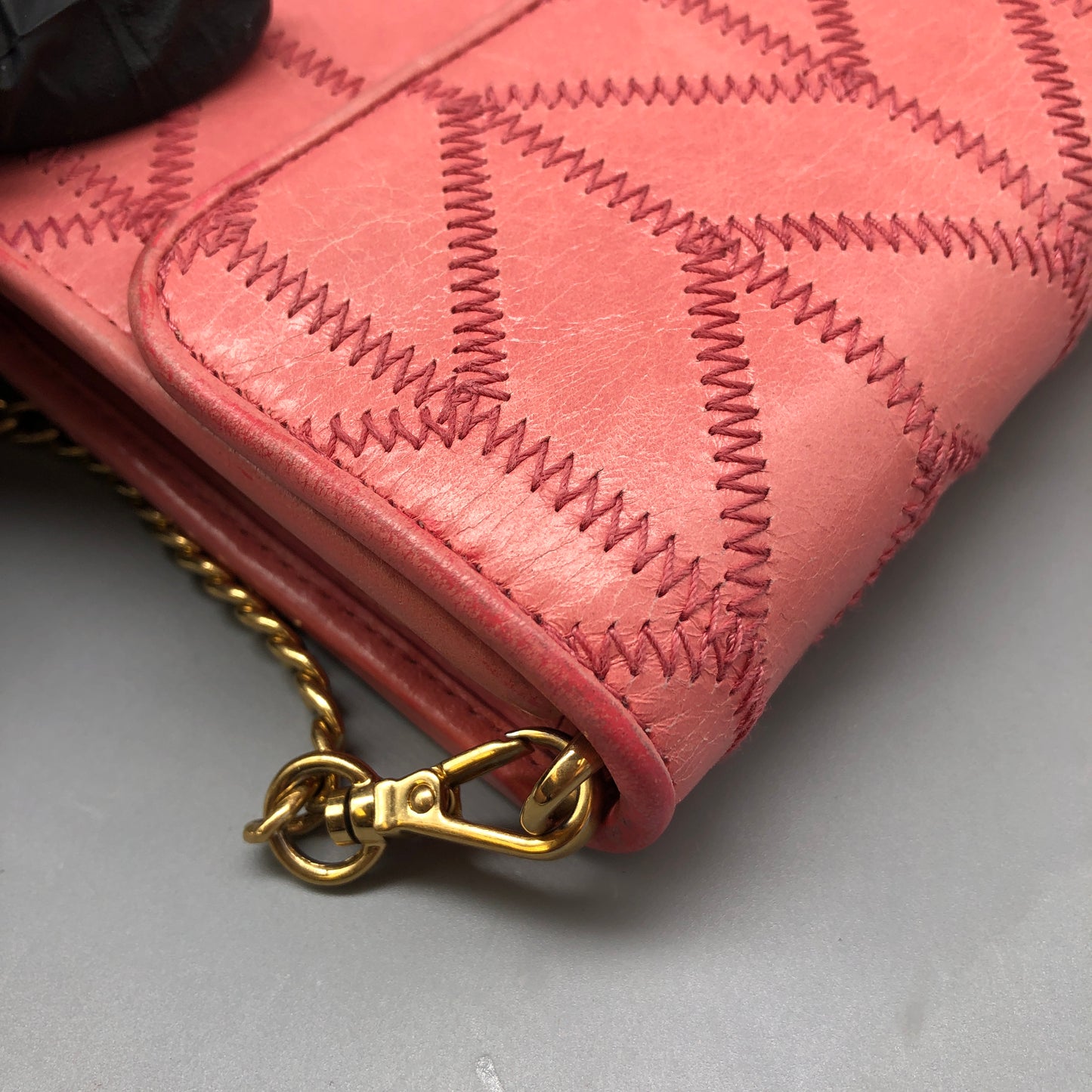 Miu Miu Pink Quilted Leather Chain Wallet / Crossbody Bag