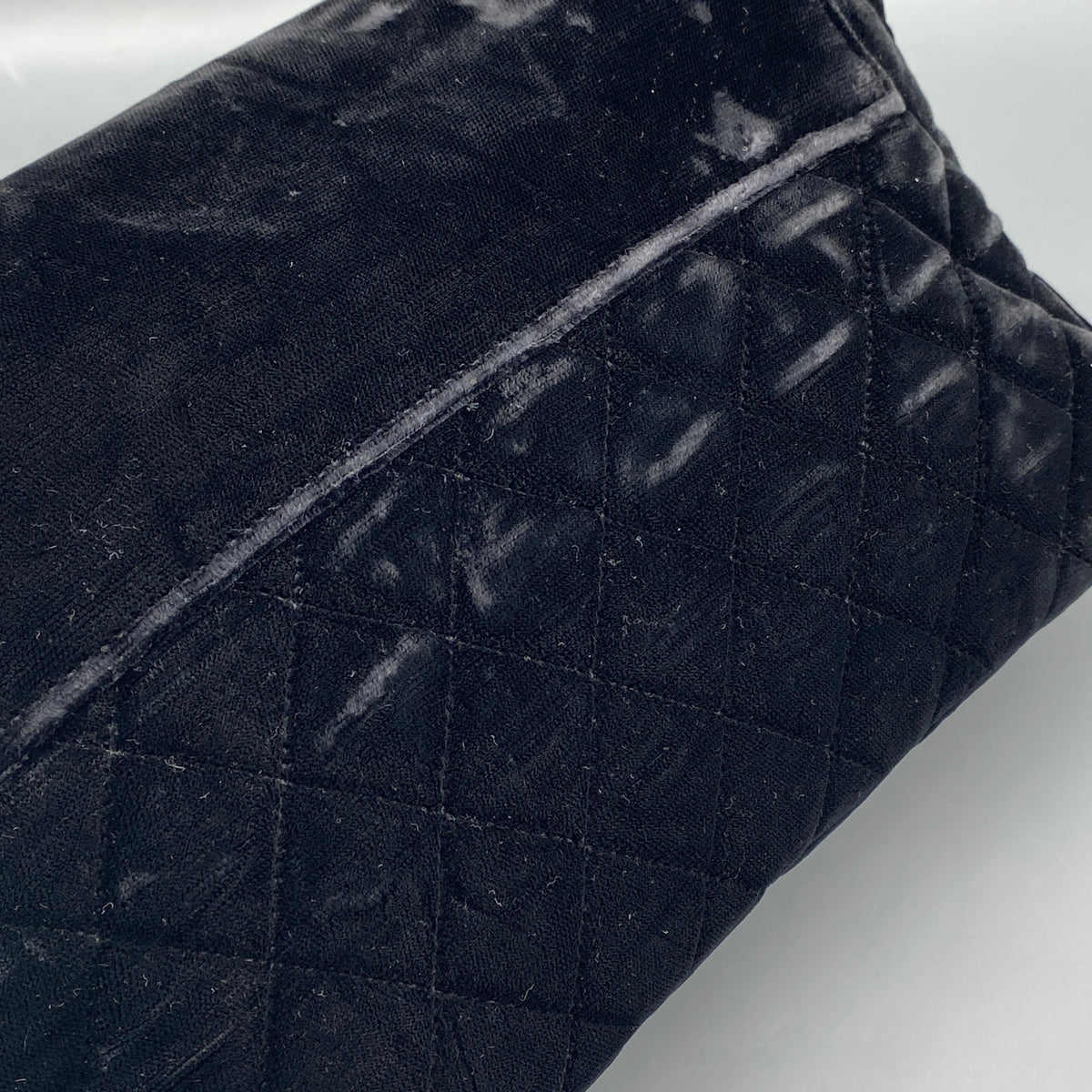 Chanel Vintage Black Velvet Quilted Shoulder Bag
