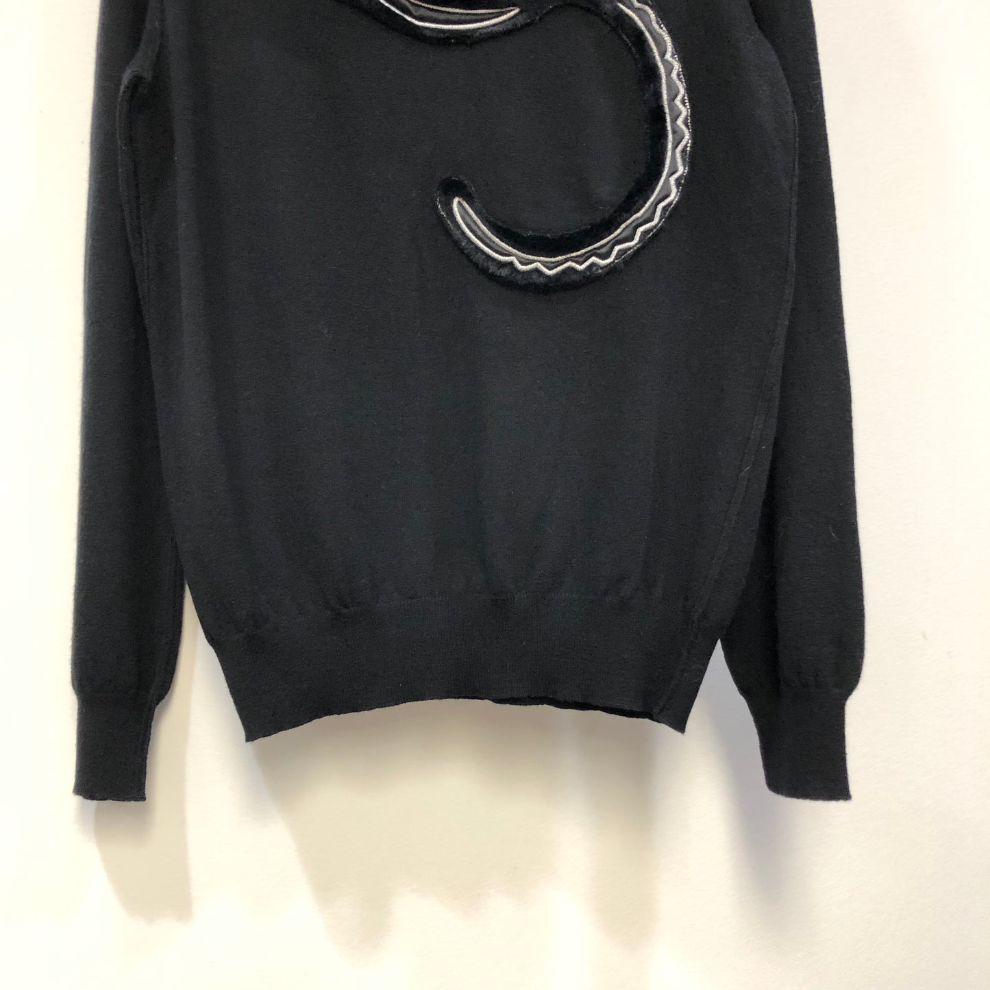 Dolce & Gabbana Black Fine Knit Crew Neck Sweater Size 44
