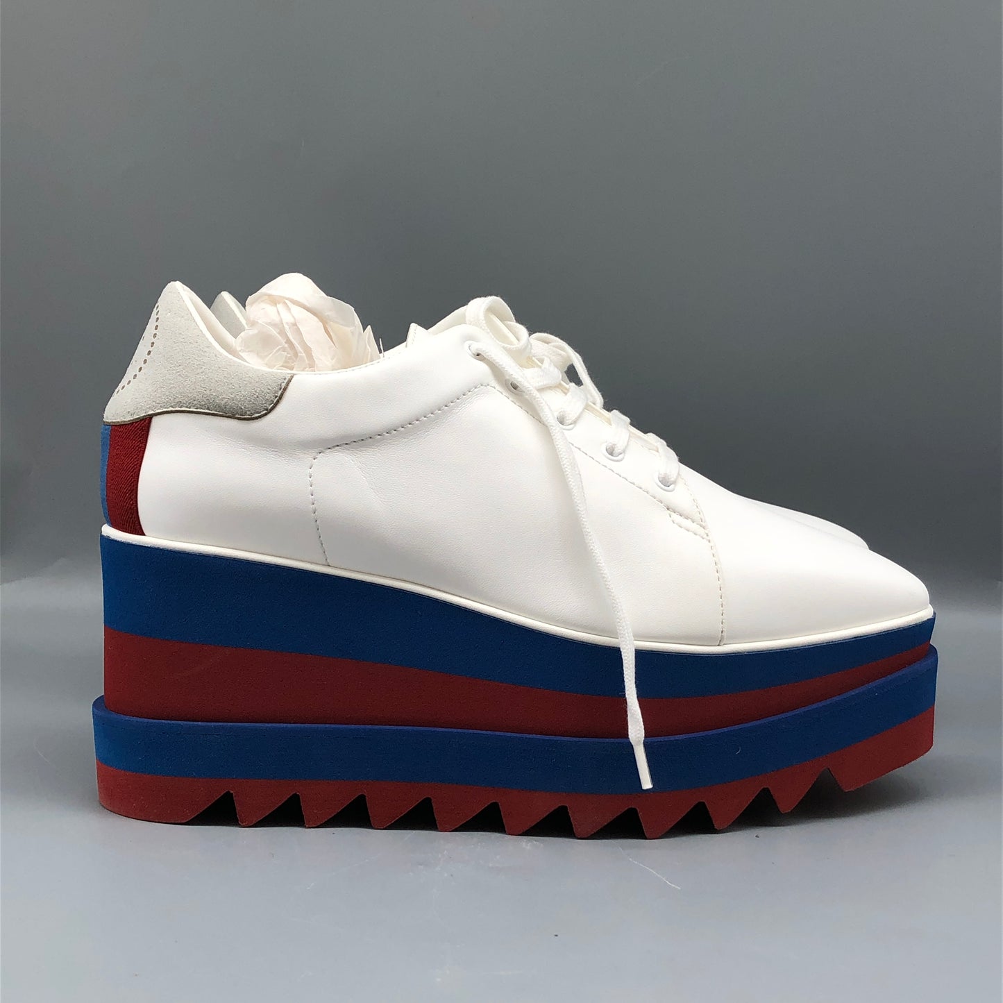 Stella McCartney White/Blue/Red Platform Sneakers Women's Shoes Size 36
