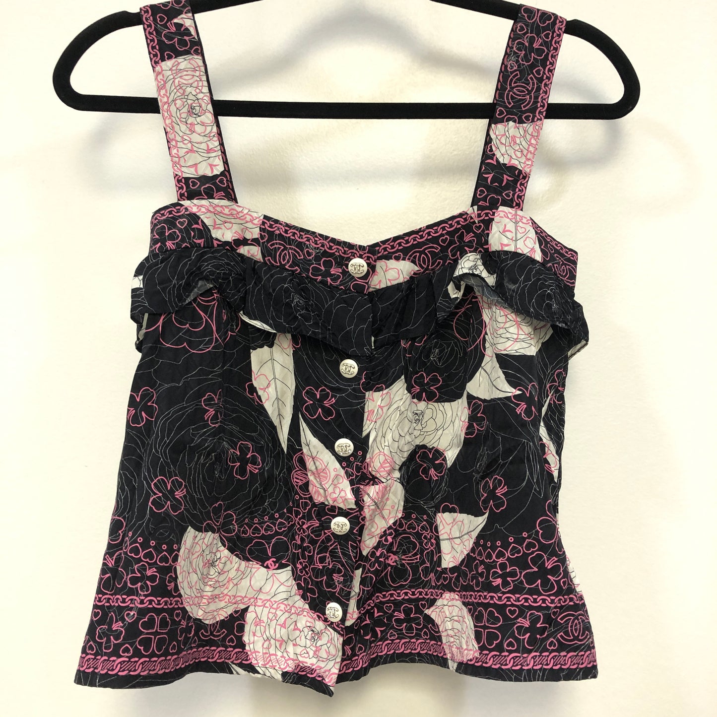Chanel Camellia Print Corset Top Size 36