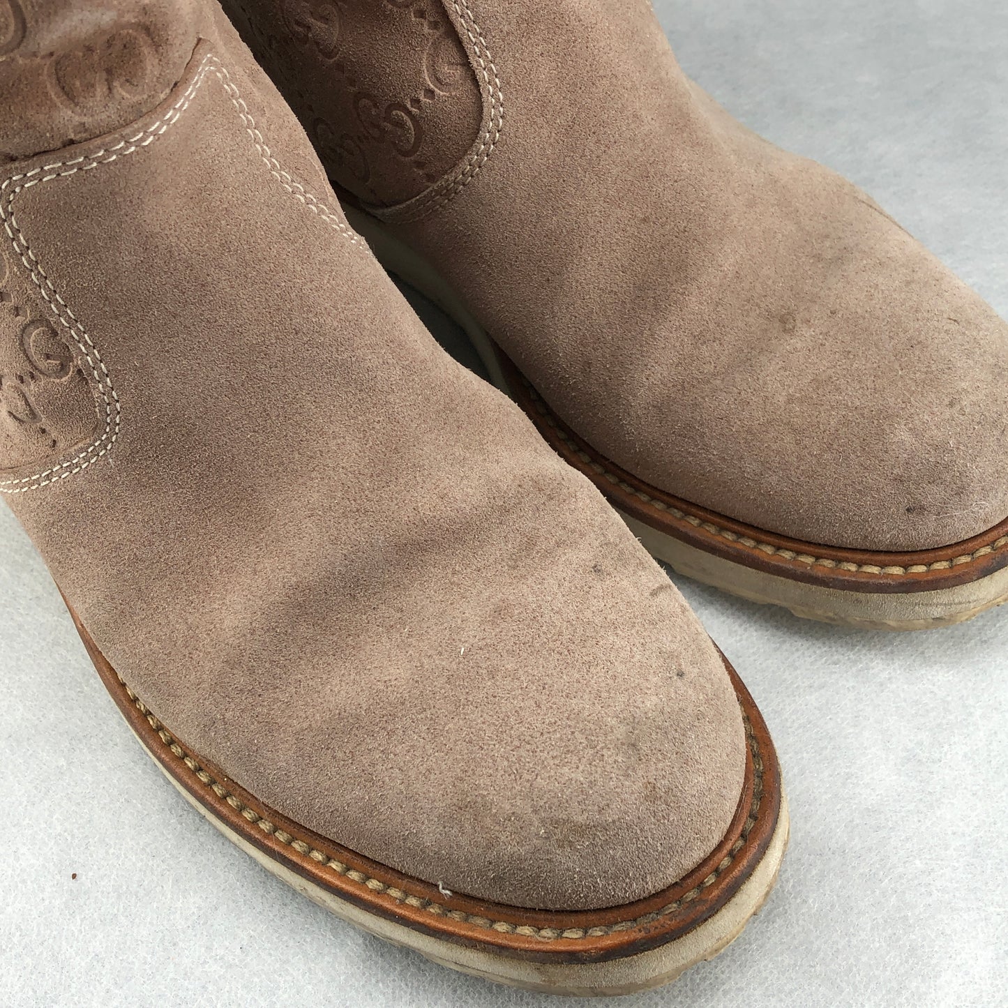 Gucci Taupe Pink Suede Mid-Calf Boots Size 36