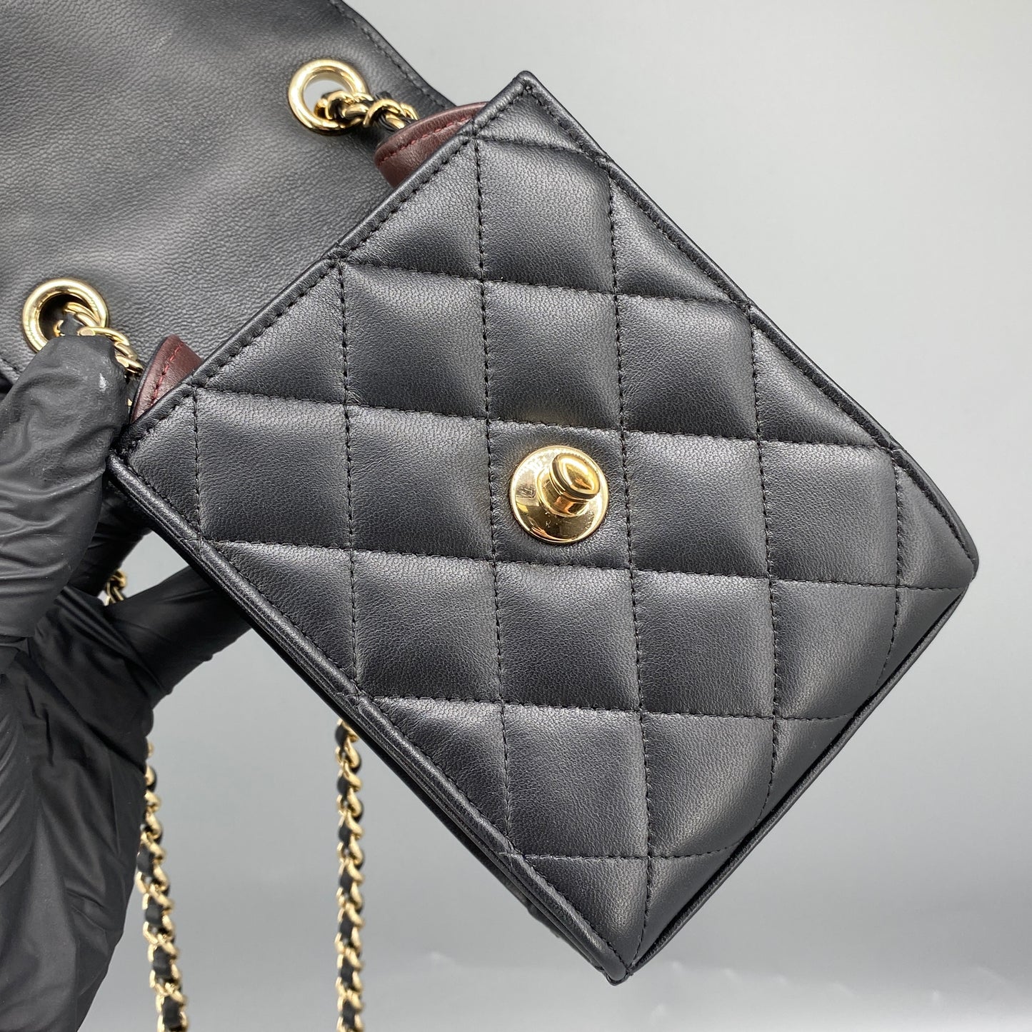 Chanel Black Quilted Lambskin Mini Phone Crossbody Bag
