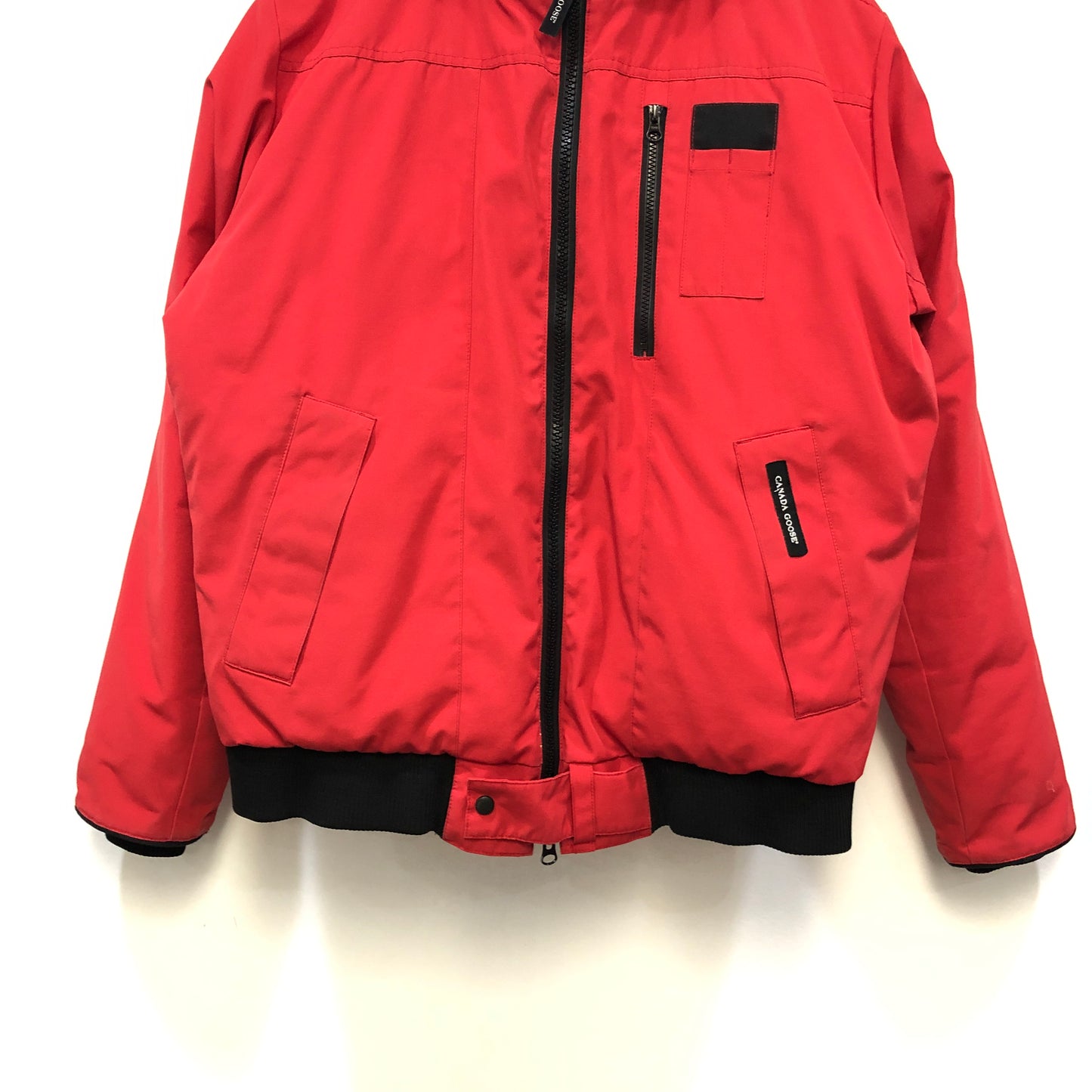Canada Goose Red Fur Trim Hooded Bomber Jacket Size XL