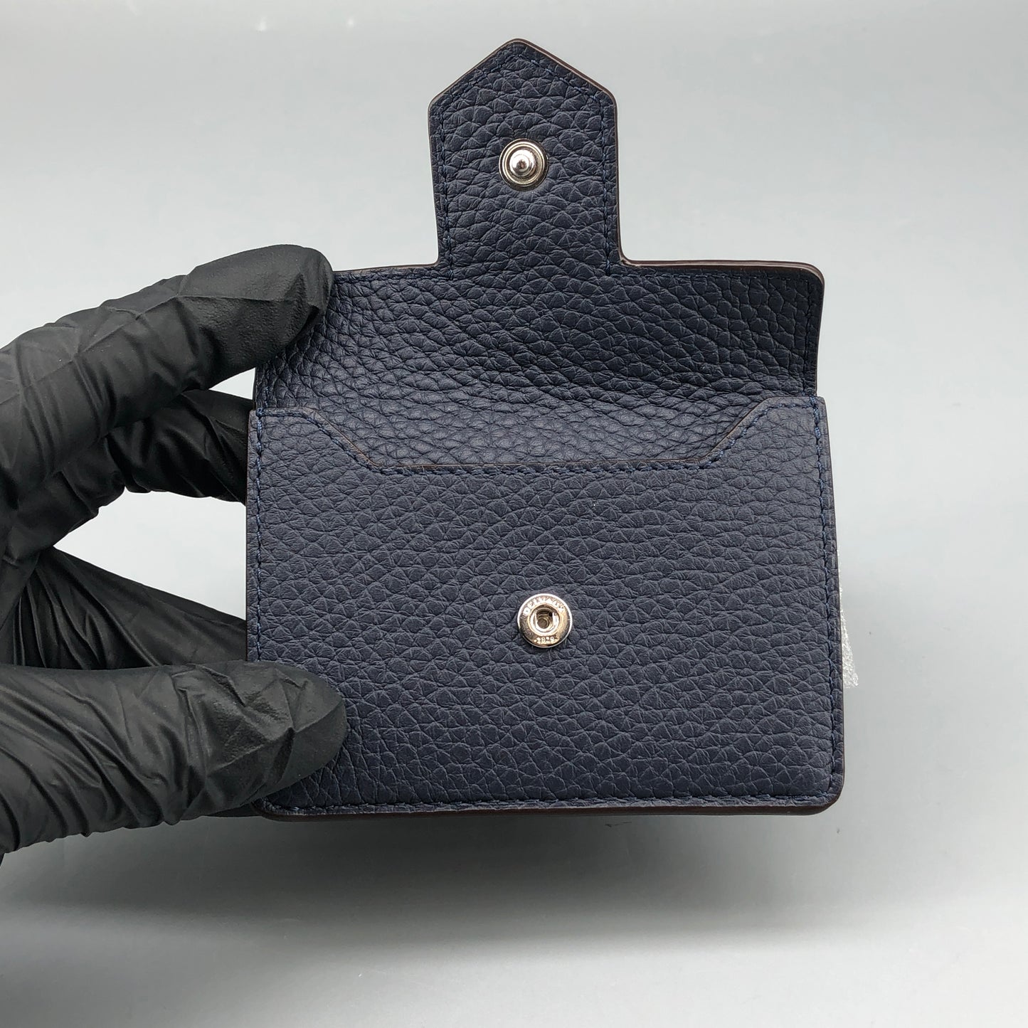 Delvaux Leather Card Holder Wallet Navy