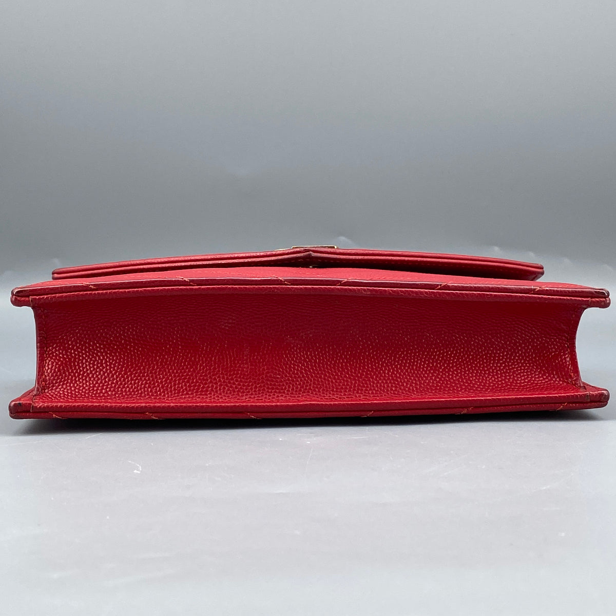 Saint Laurent Matelasse Chevron  Envelope Chain Wallet New Red
