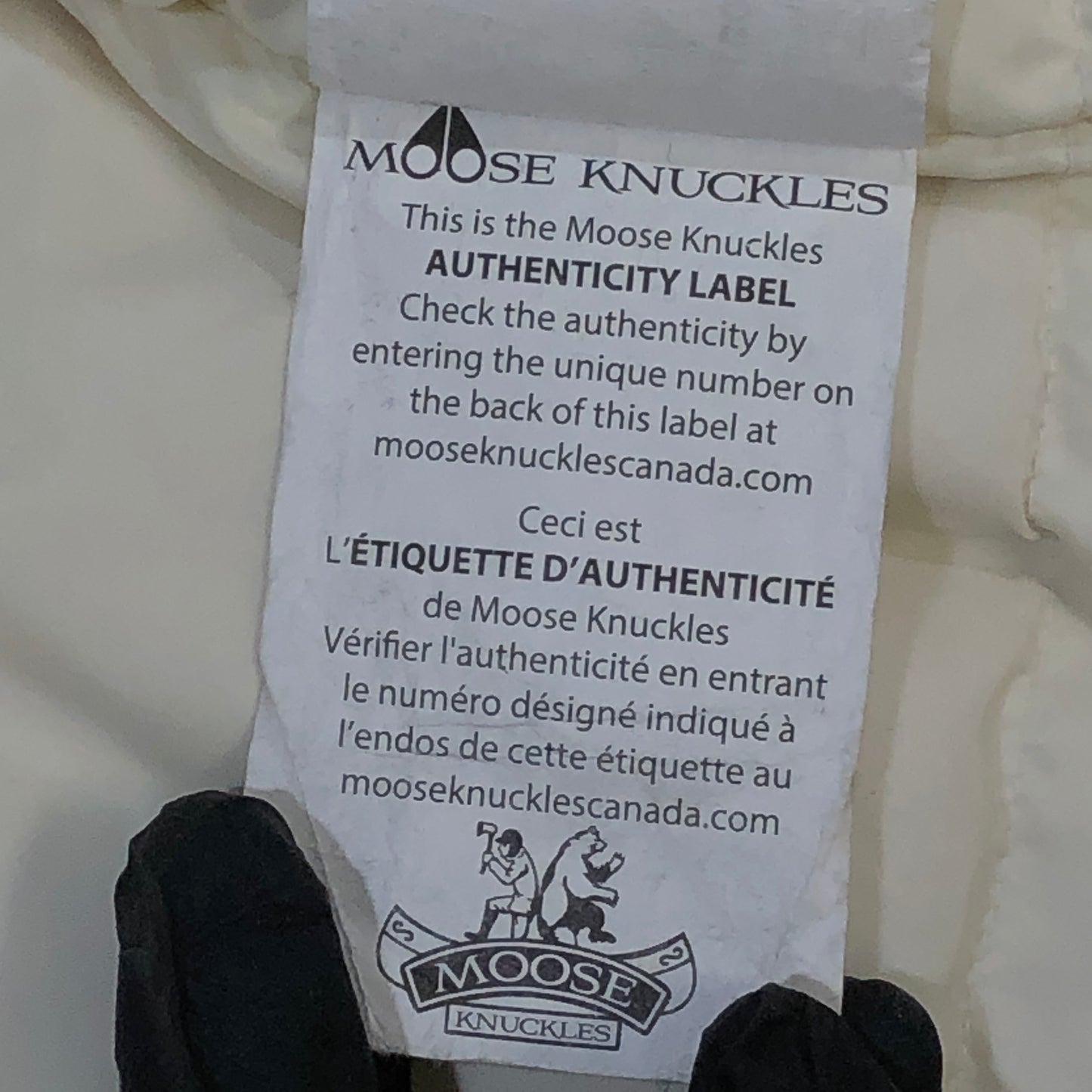 Moose Knuckles White Hooded Down Jacket Size L