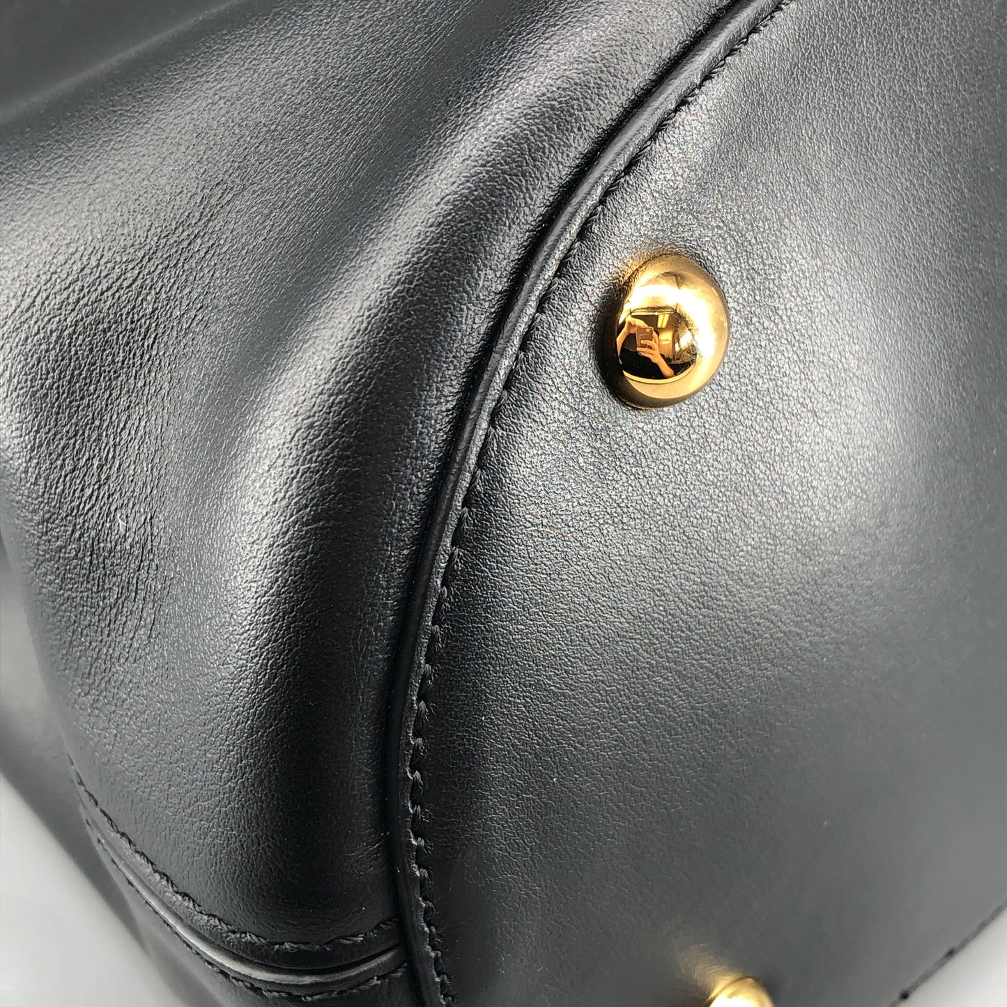 Marni Smooth Leather Ring Handle Mini Bucket Bag Black