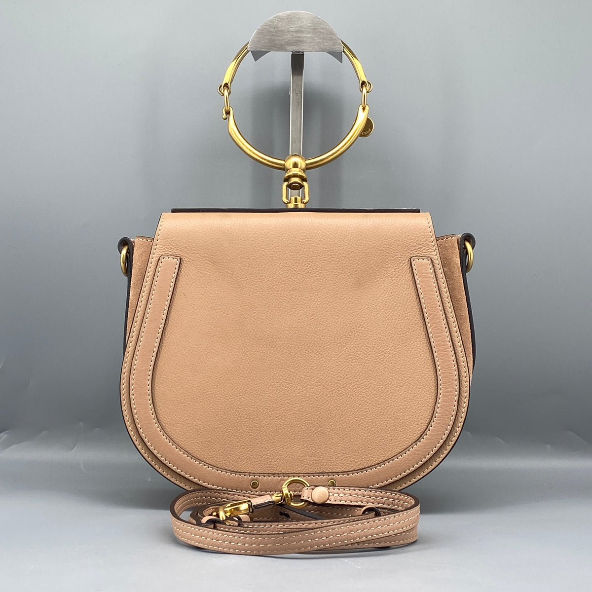 Chloe Nile Ring Crossbody Bag Nude Leather