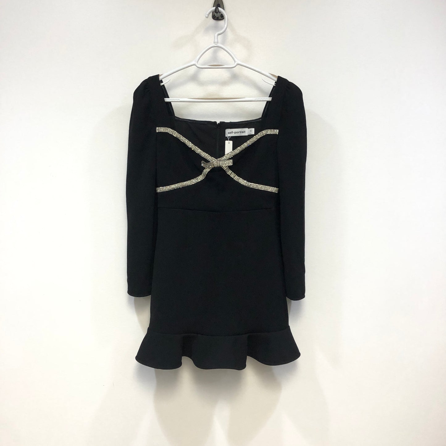 Self-Portrait Square Neck Mini Dress US 4 Black
