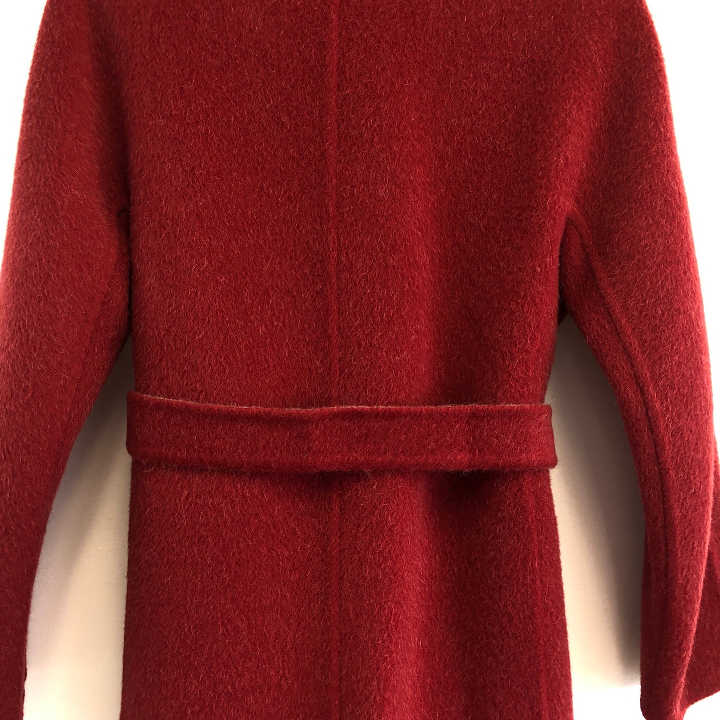 MaxMara Red Wool Belted Mid-Length Coat Size US 8