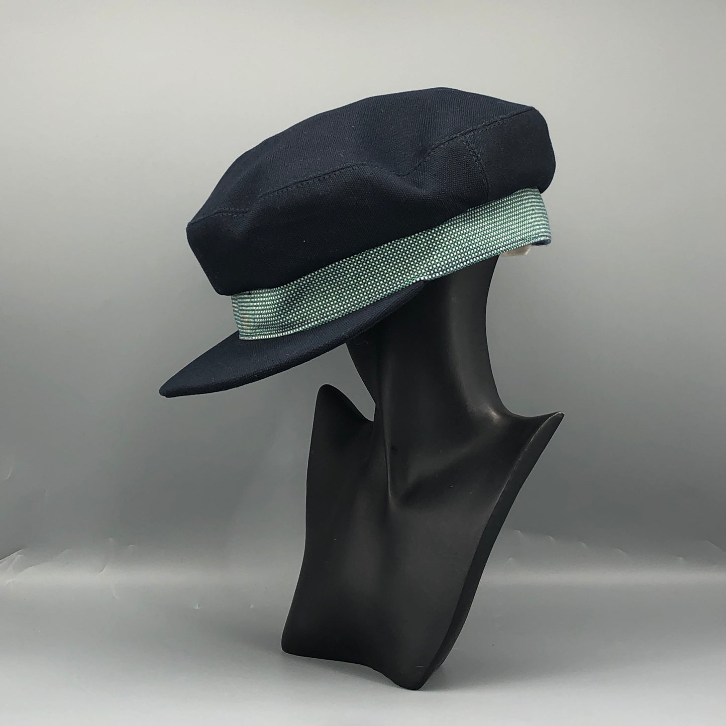 Hermes Dark Blue Woven Rib Newsboy Cap Size 58cm