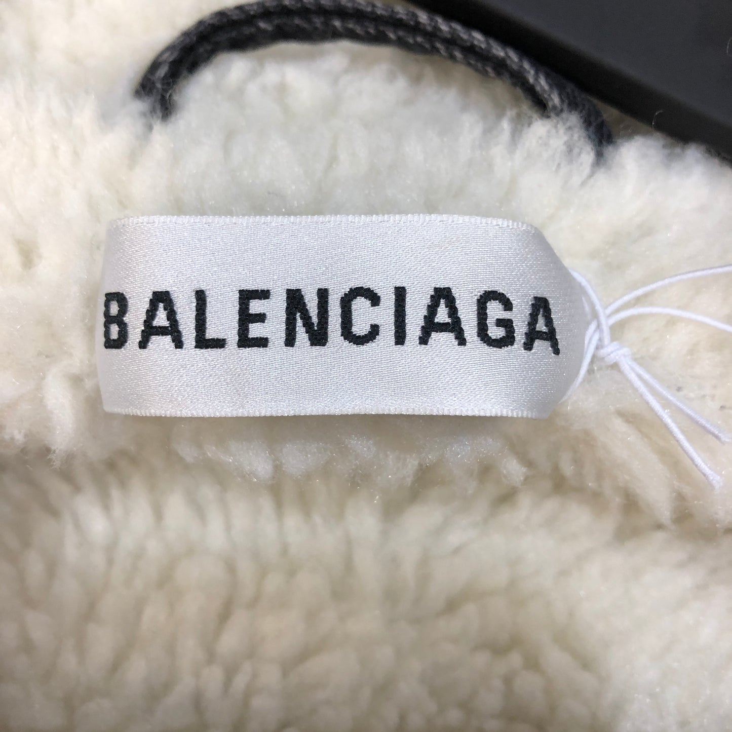 Balenciaga Faded Black Shearling Denim Jacket Size 36
