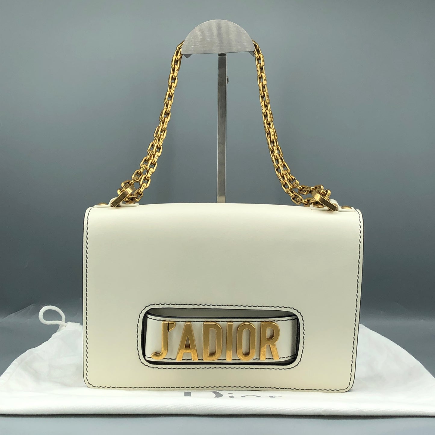Christian Dior White Smooth Leather J'ADIOR Flap Chain Shoulder Bag