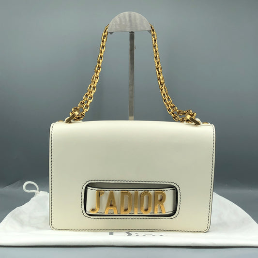 Christian Dior White Smooth Leather J'ADIOR Flap Chain Shoulder Bag