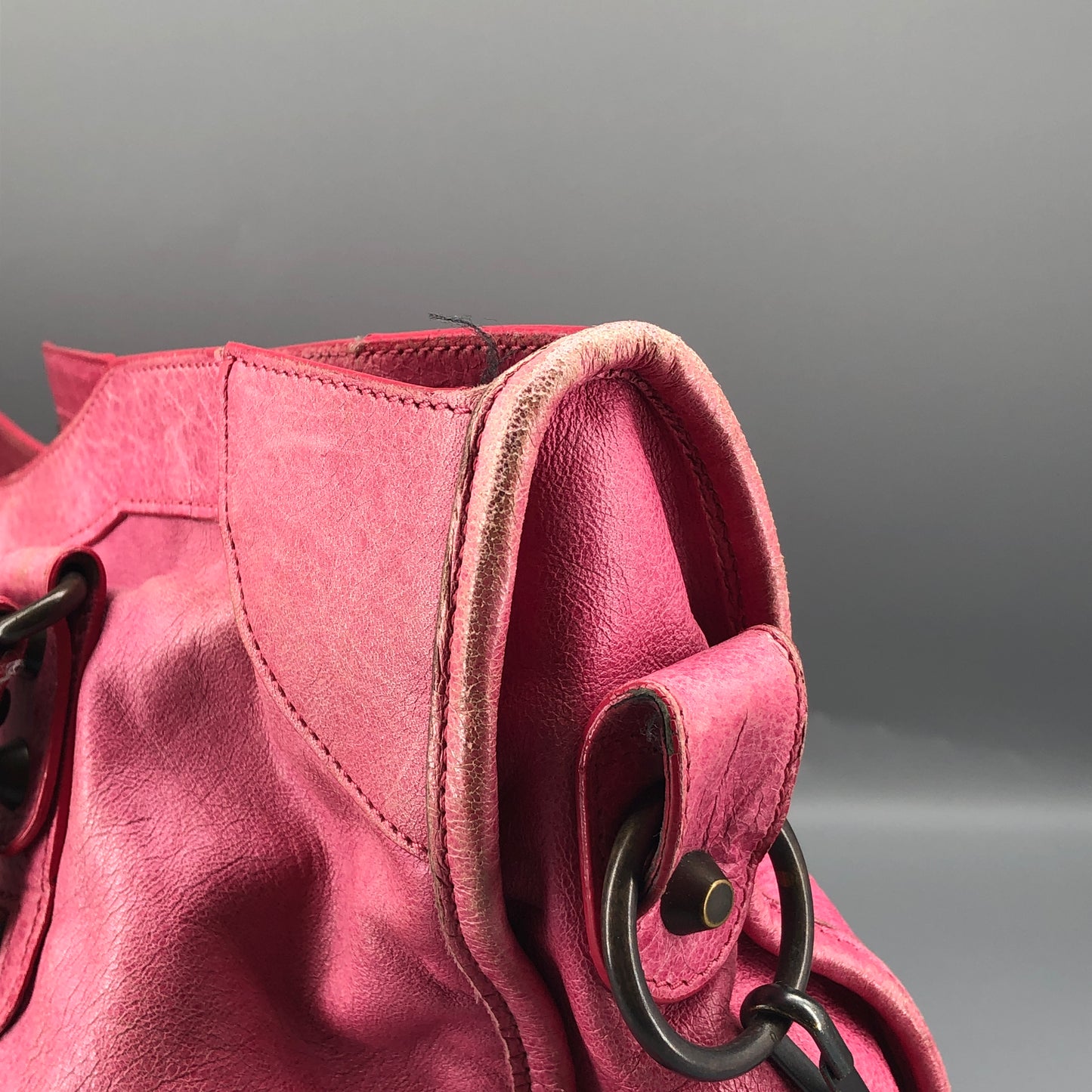 Balenciaga Pink Distressed Leather City Handbag Shoulder Bag
