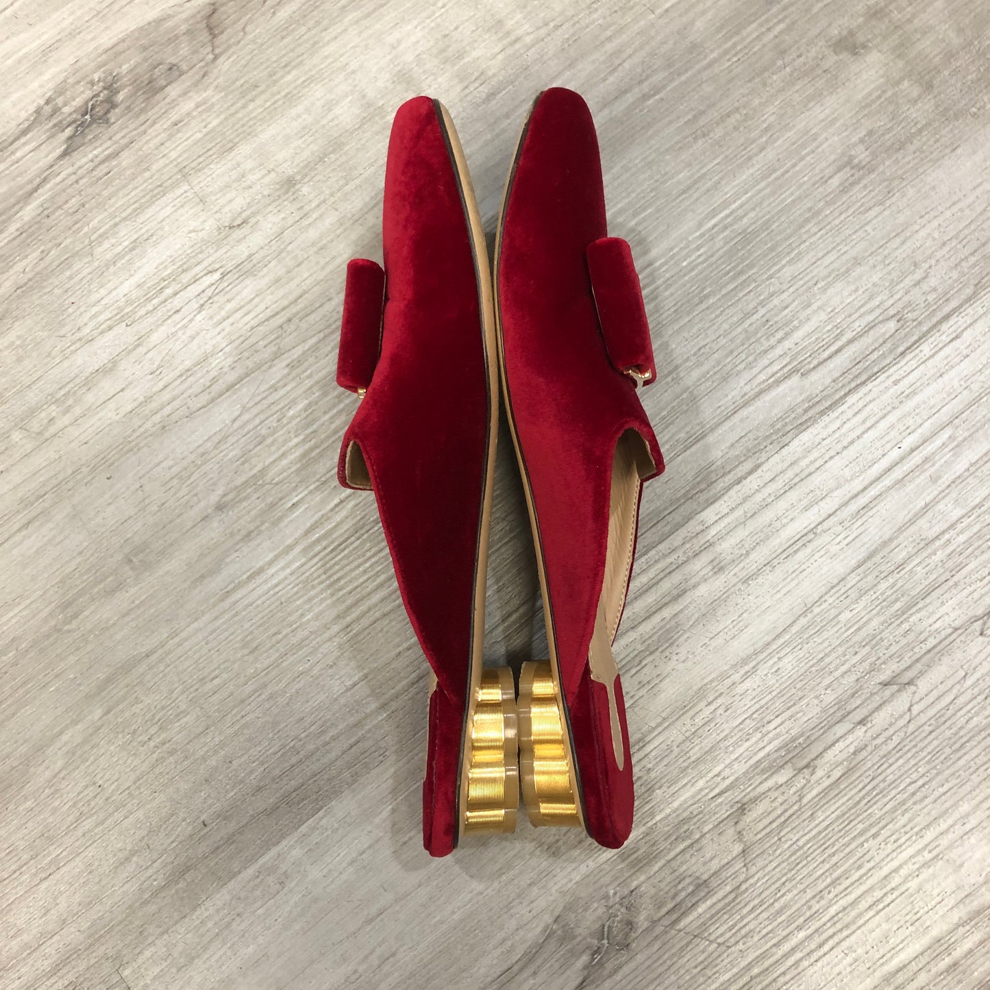 Salvatore Ferragamo Vara Velvet Mule Slides Size 5.5B Red