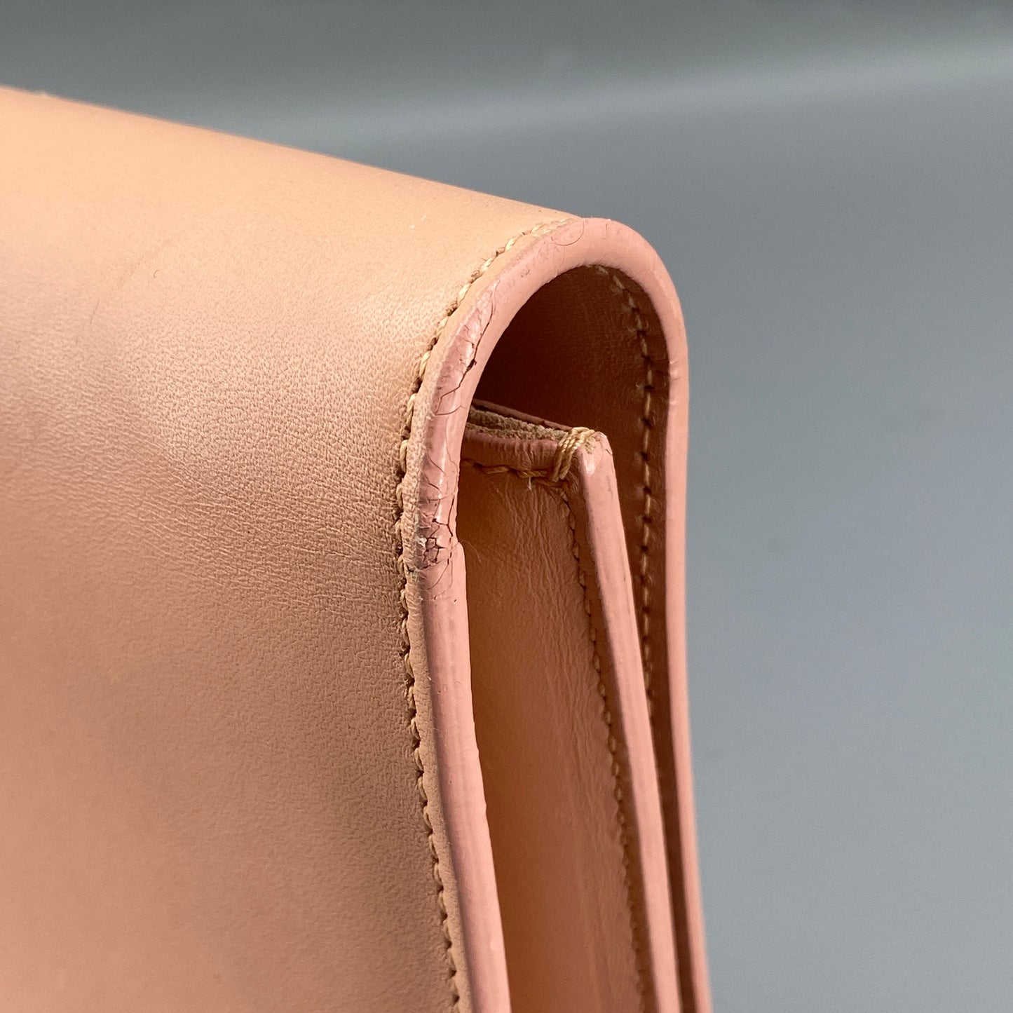 Saint Laurent Nude Smooth Leather YSL Logo Clutch Bag