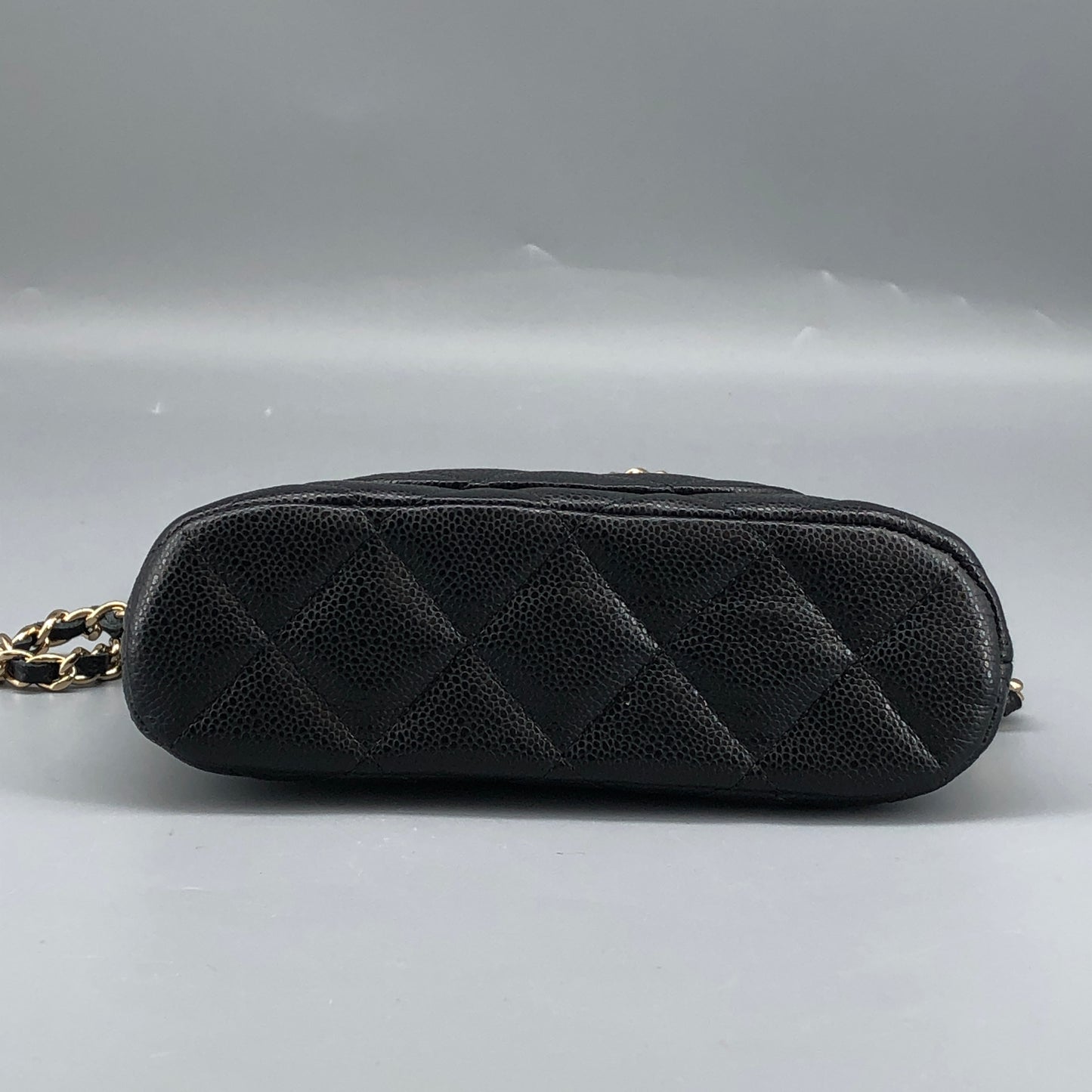 Chanel Black Caviar Quilted Mini Dome Chain Crossbody Bag