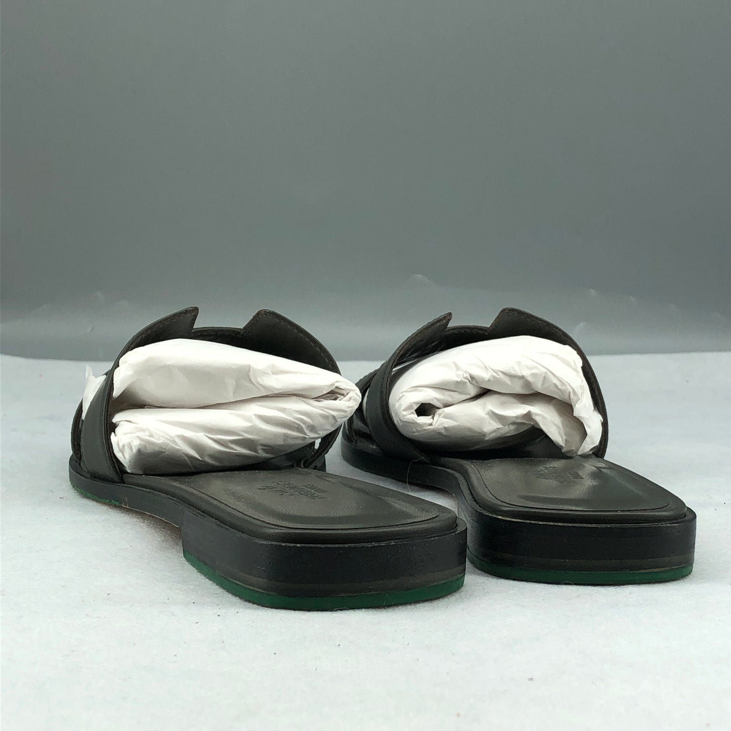 Hermes Oran Sandals Black Leather Women’s Size 38