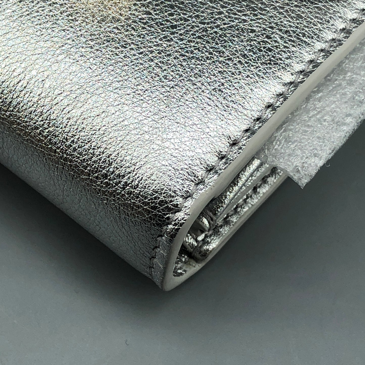 Celine Triomphe Silver Metallic Leather Trifold Wallet