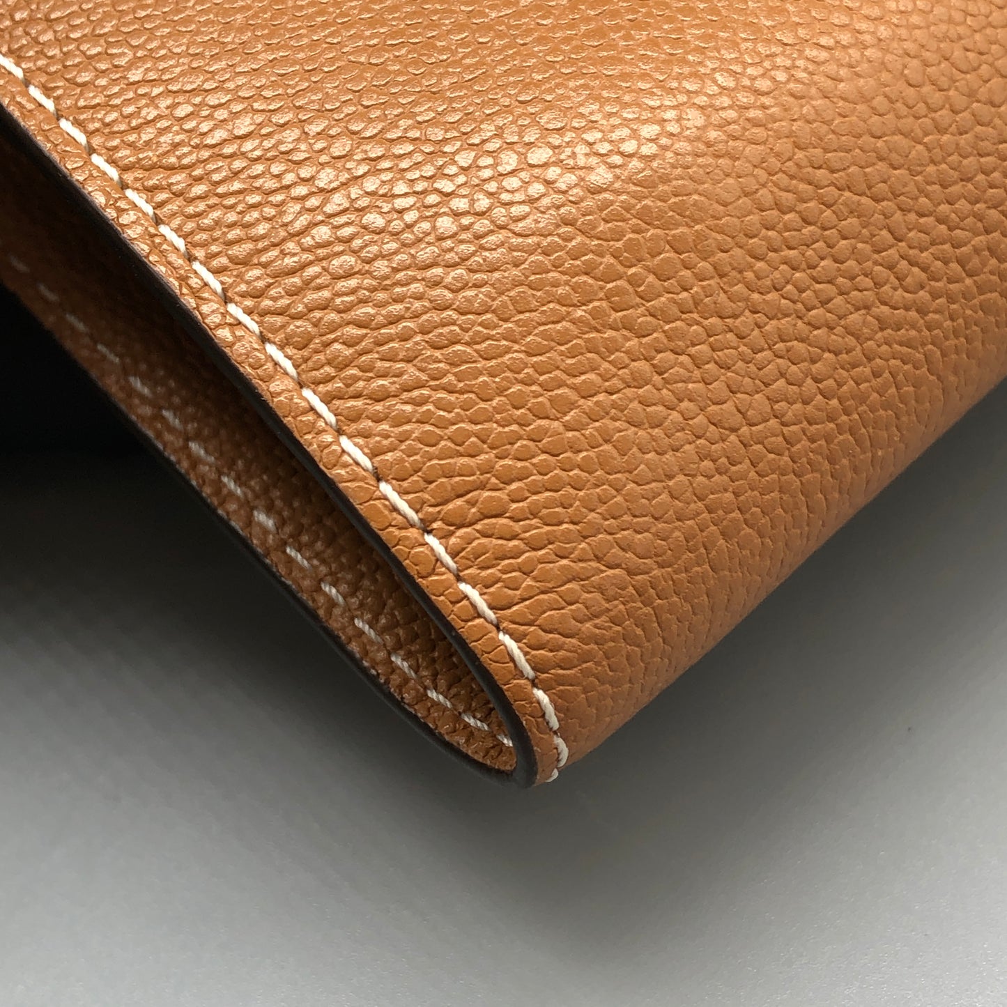 Delvaux Tan Grained Leather Compact Wallet