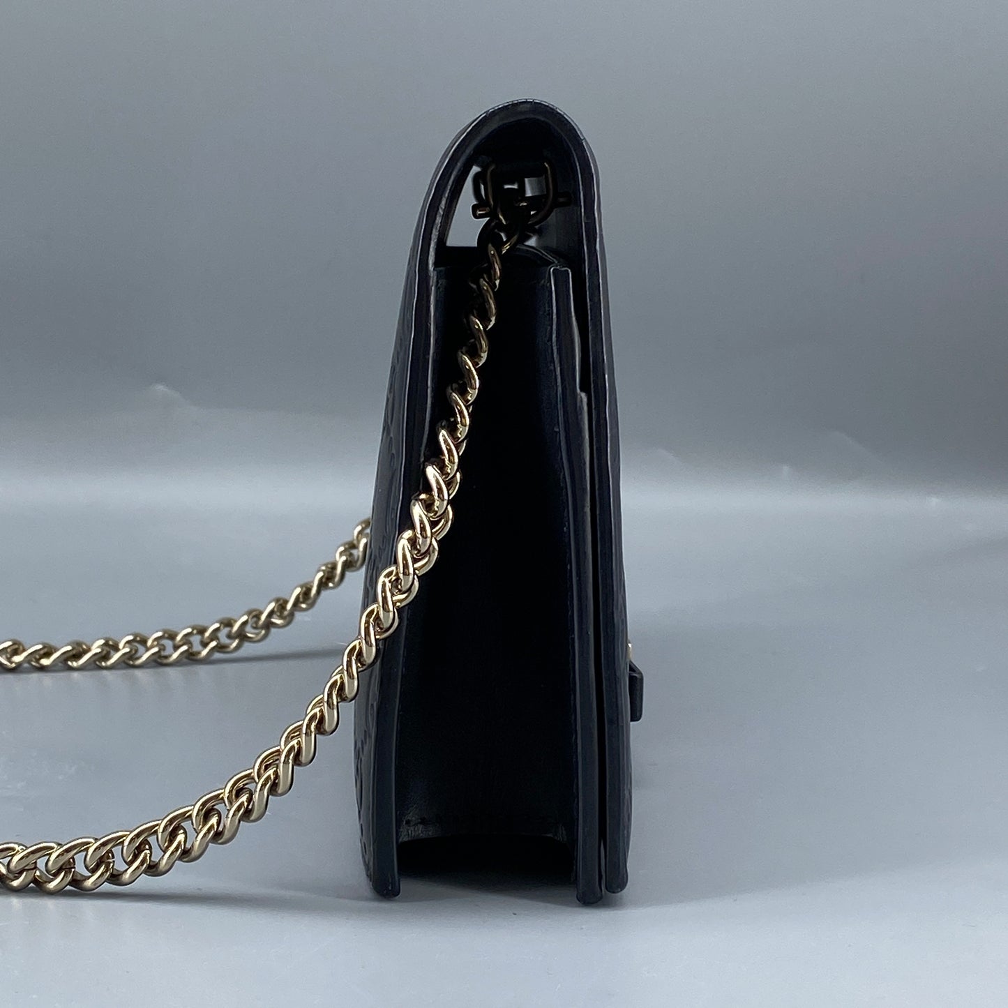 Gucci Black GG Embossed Chain Wallet Bag