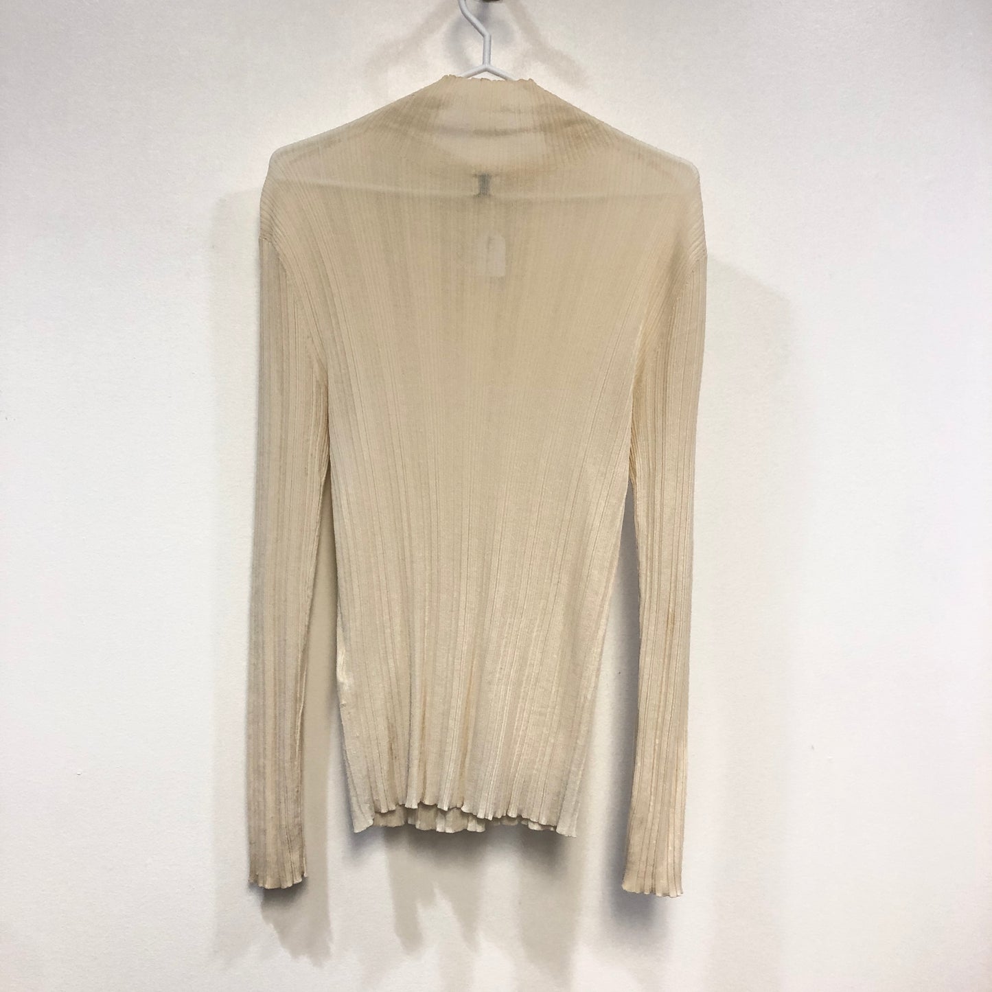 Toteme Ribbed Mock Neck Knit Top Size L Cream