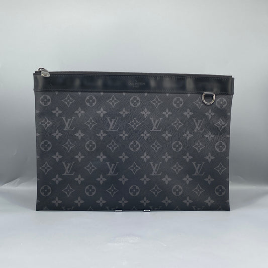 Louis Vuitton Black Monogram Eclipse Canvas Zip Pouch Clutch Bag