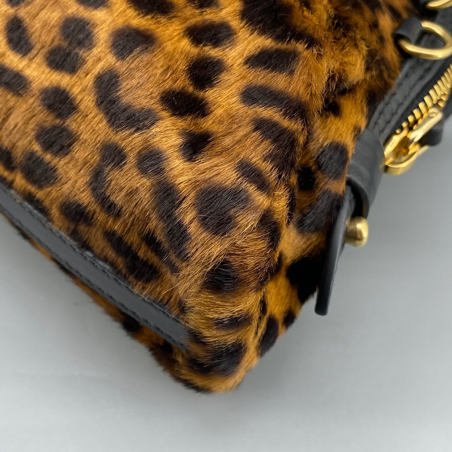 Miu Miu Leopard Print Haircalf Shoulder Bag