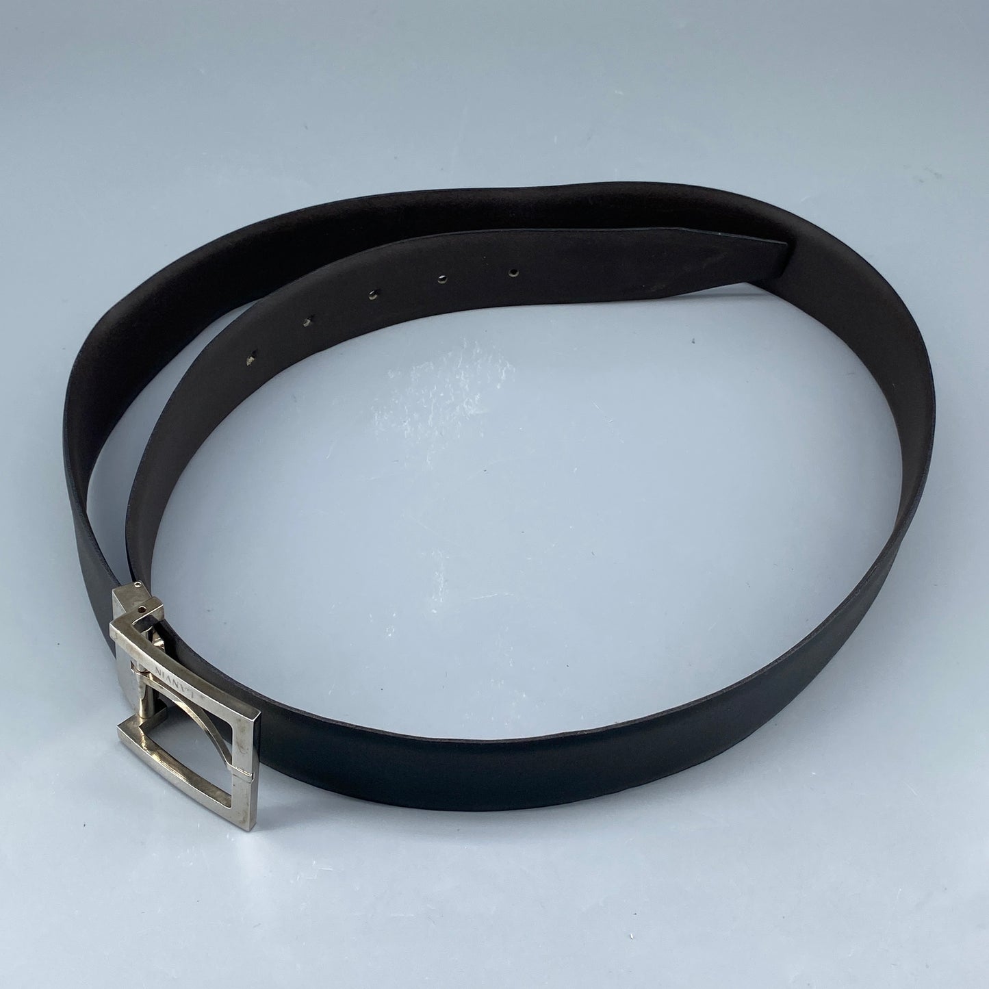 Lanvin Black Leather Square Pin Buckle Belt 100cm