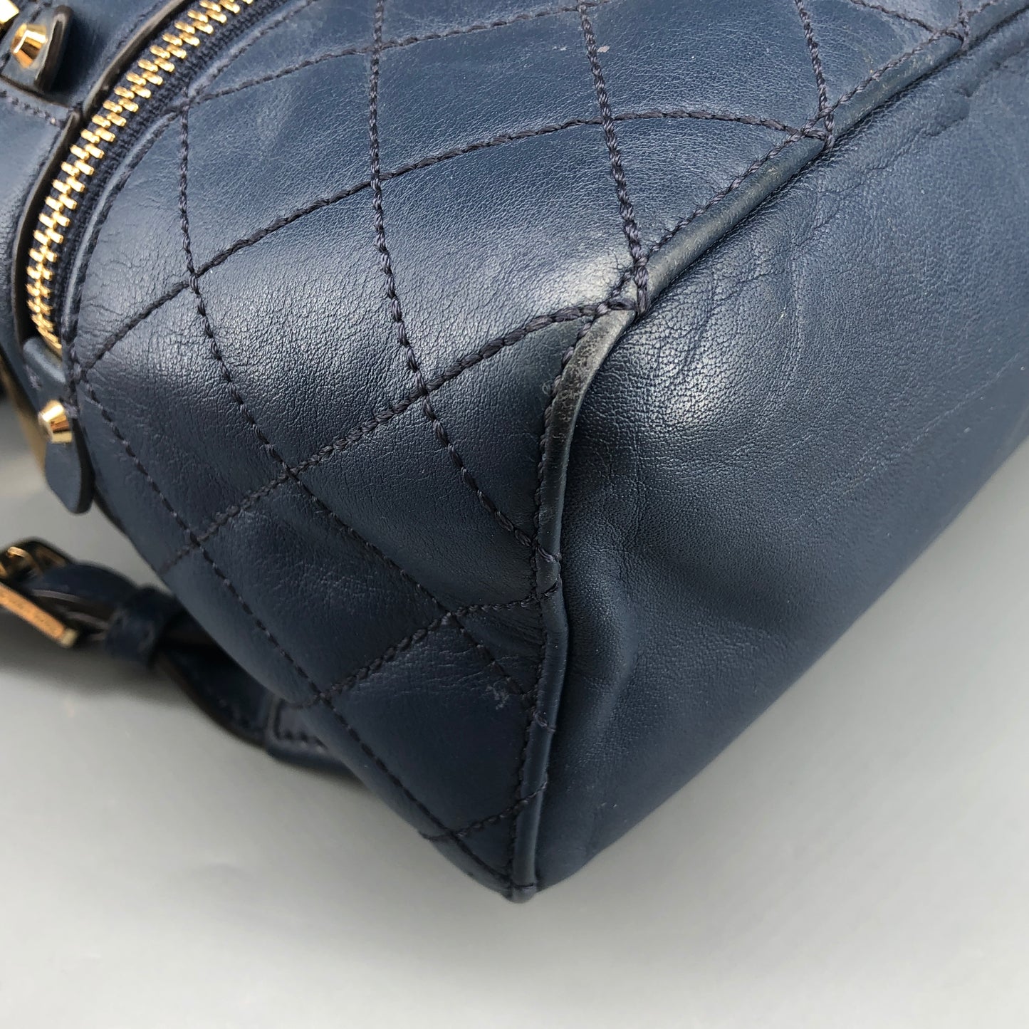 Michael Kors Quilted Leather Backpack Navy