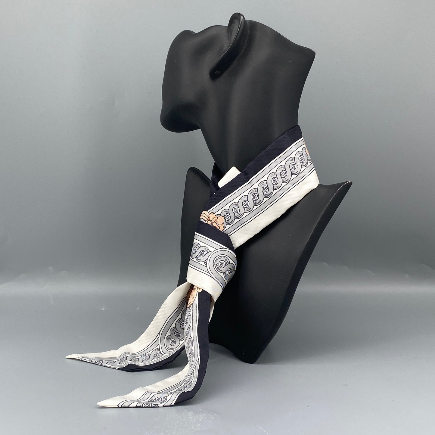 Hermes Black Multi‑Color Silk Twilly Scarf