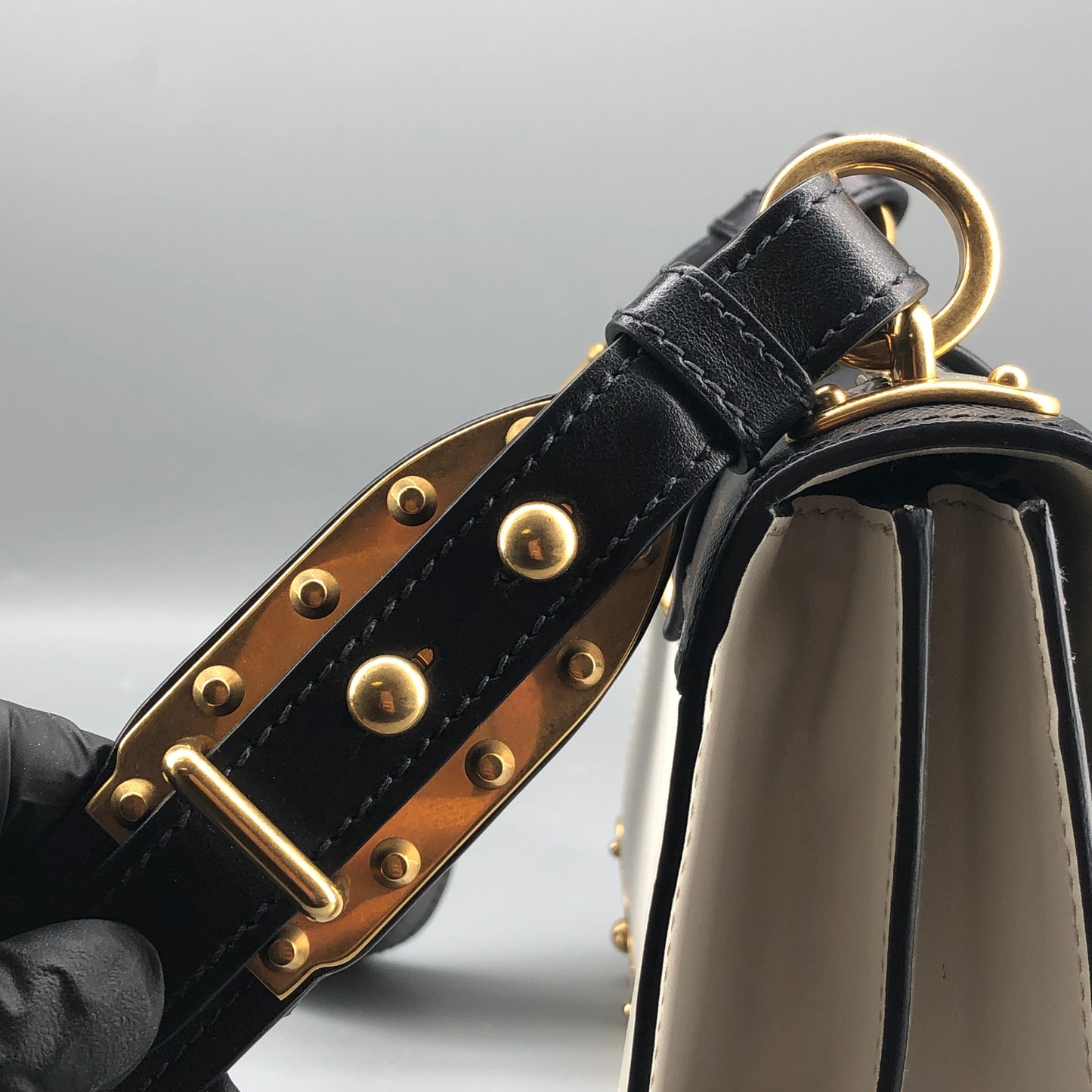 Prada Two-Tone White & Black Cahier Leather Box Crossbody Bag
