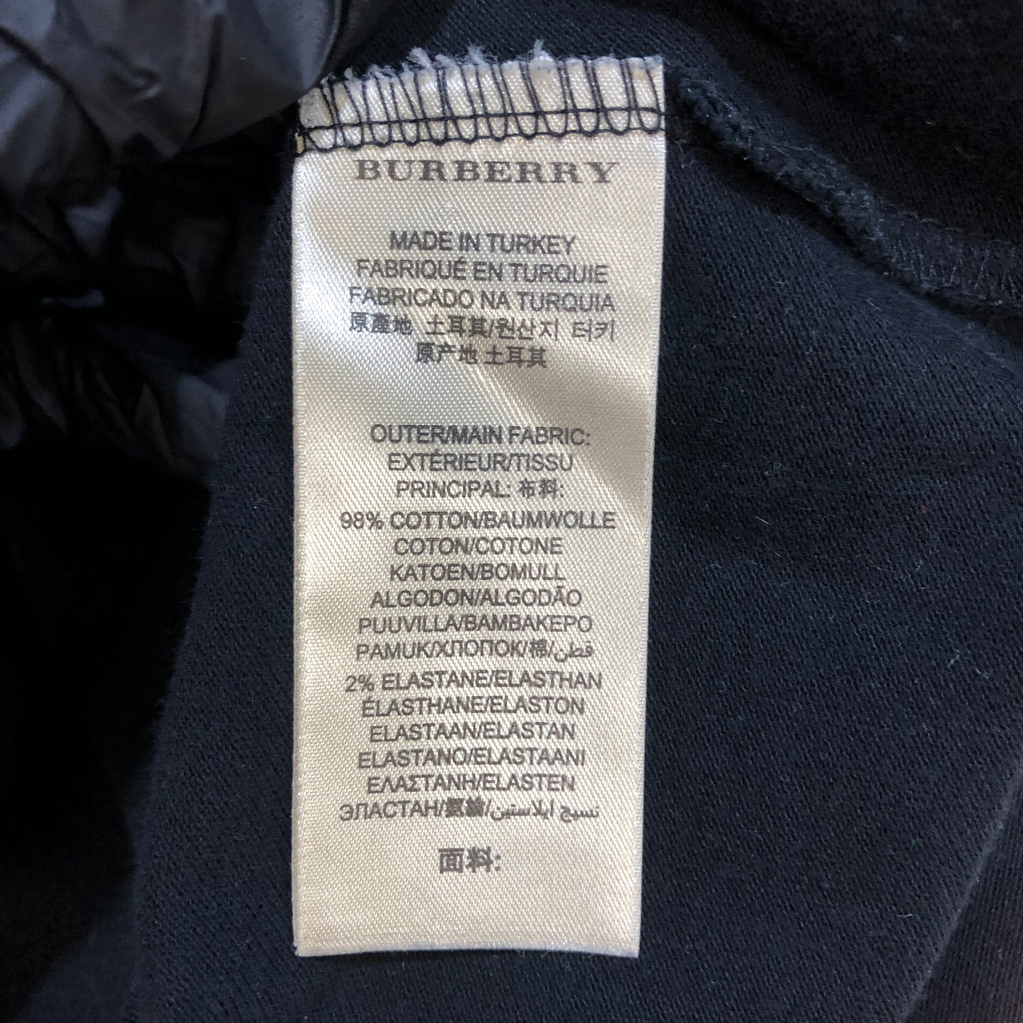 Burberry Horse Embroidery Ruched Sleeve Zip Polo T-Shirt Size S Black