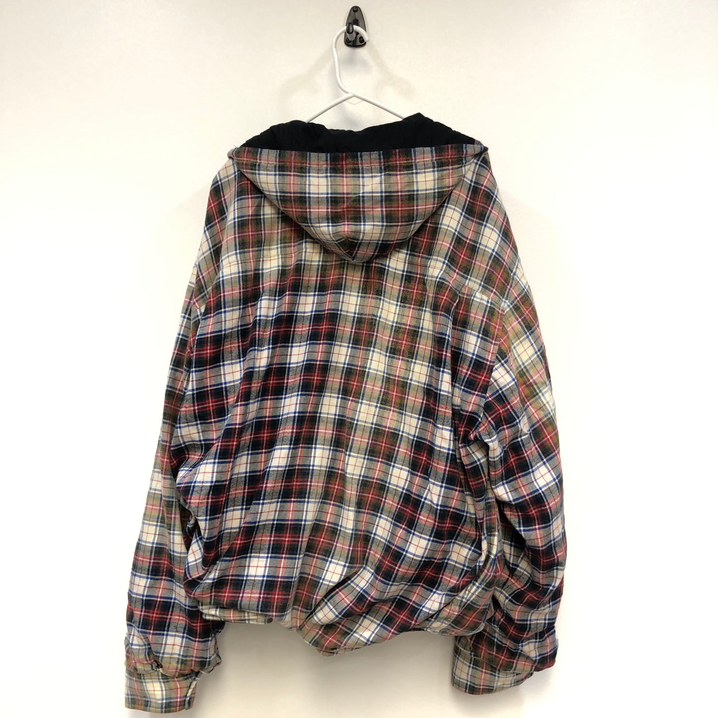 Balenciaga Multi-Color Plaid Hooded Overshirt Size XS