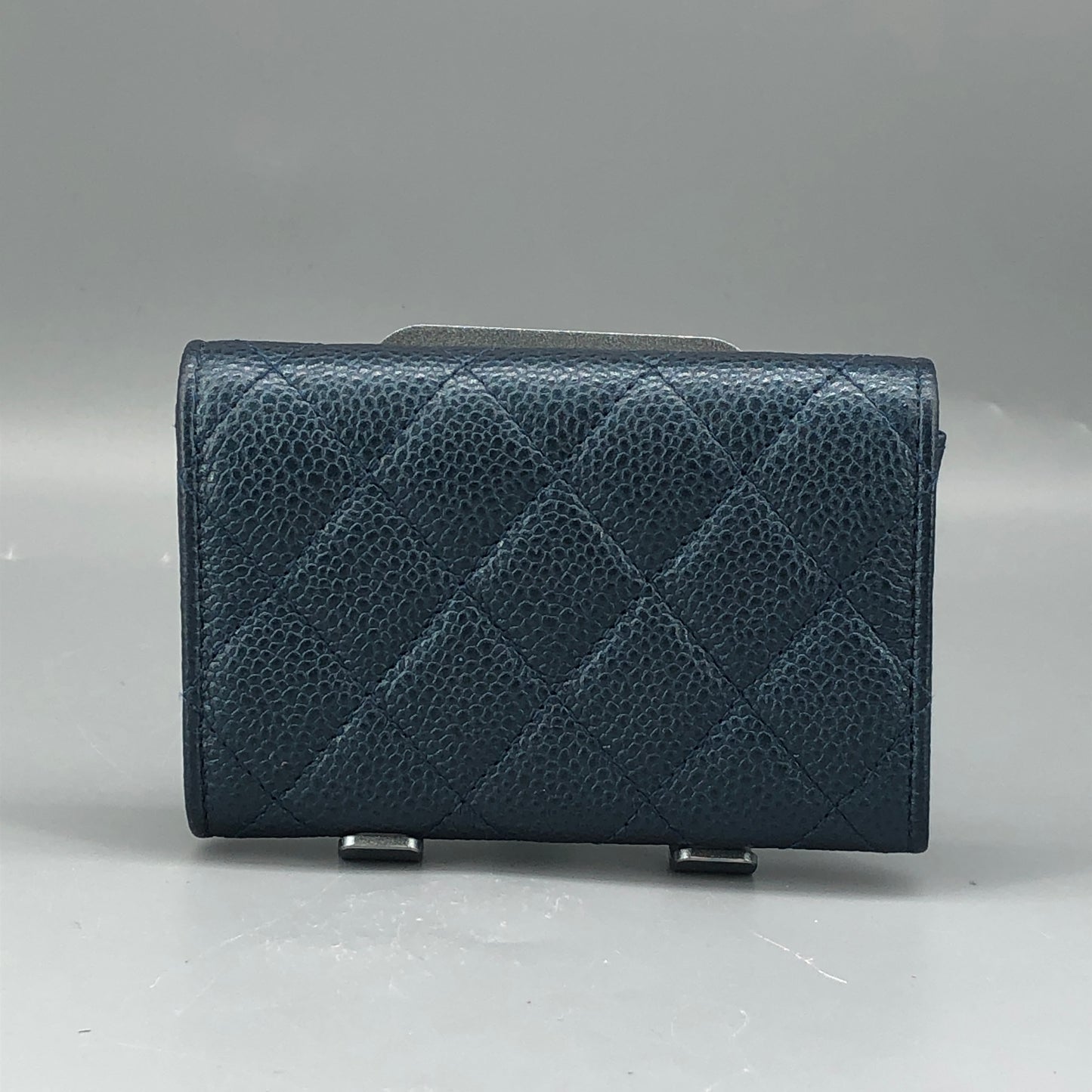 Chanel Classic Flap Blue Caviar Leather Short Wallet