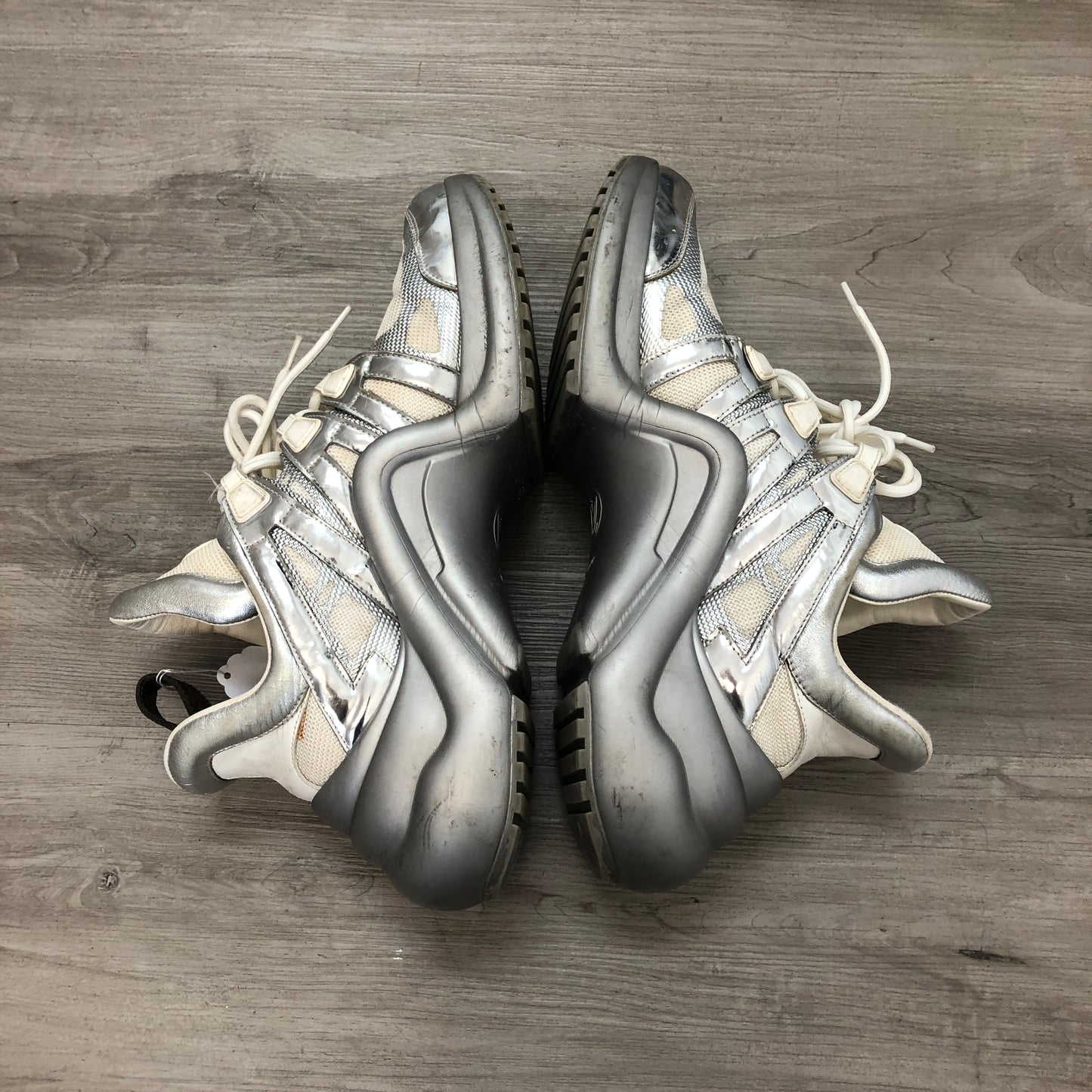 Louis Vuitton Unisex Archlight Mesh Metallic Silver White Chunky Sneaker Shoes 42