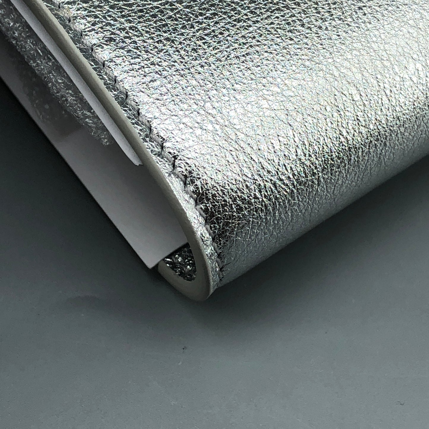 Celine Triomphe Silver Metallic Leather Trifold Wallet