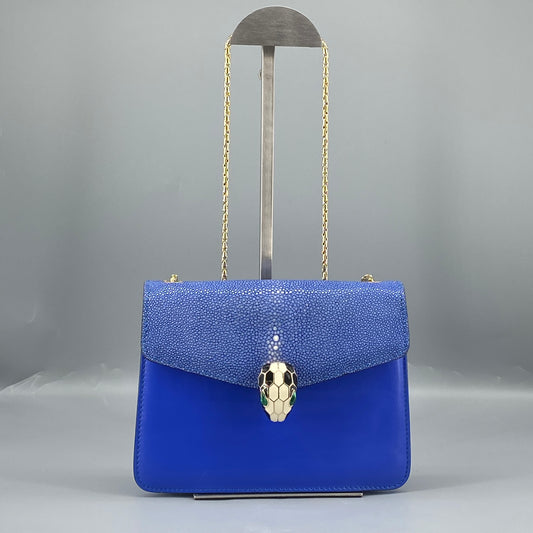 Bvlgari Royal Blue Serpenti Forever Flap Crossbody Bag